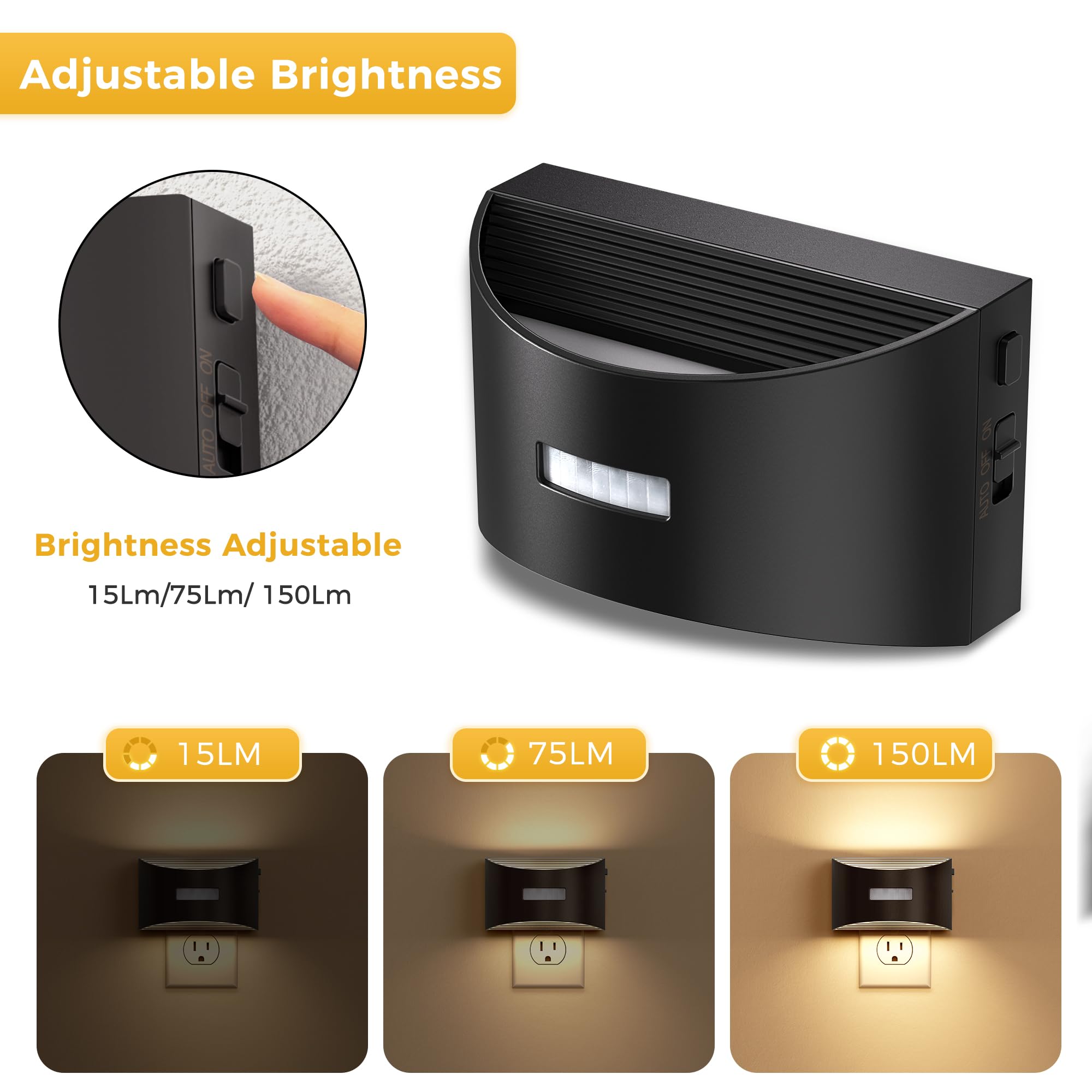 L Lohas Led Motion Sensor Night Light, Night Lights Plug Into Wall,Modern Motion Activated Night Light, Adjustable Brightness 15