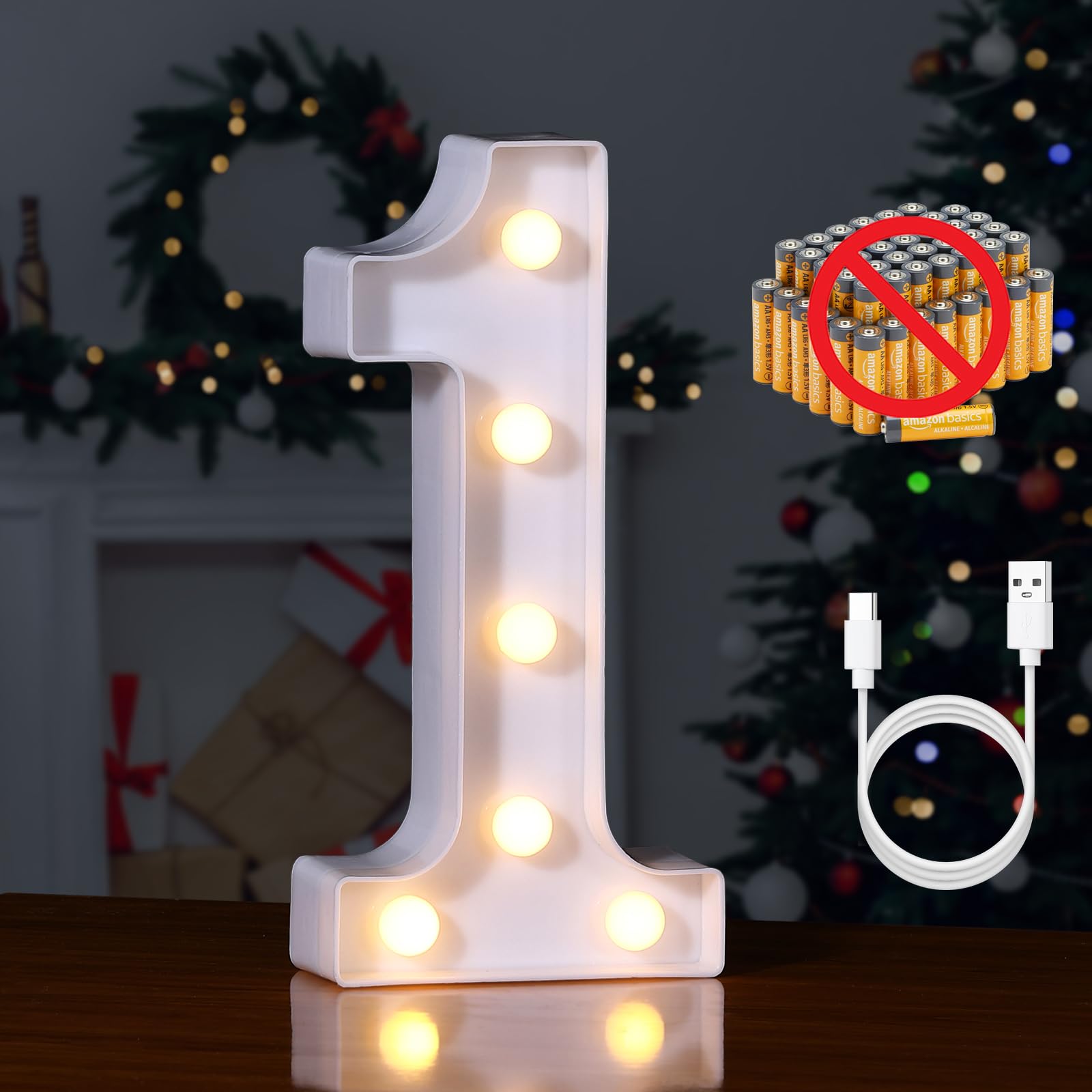 Foaky Rechargeable LED Letter Lights Sign for Home Bar Decoration, Warm-Rechargeable, Plastic, Model: Recharge-ABS, Size: 1