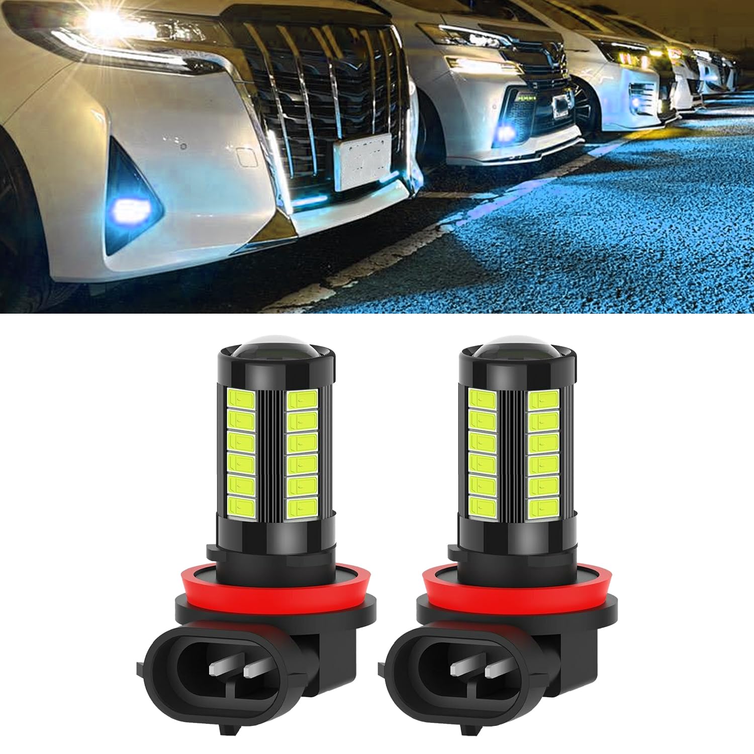 SamWinGear 2PCS LED Fog Light Bulbs H11/H8 Headlight Bulb, 12V Ice Blue Fog Lights Bulb High Bright Fog Lamps Replacements Bulbs
