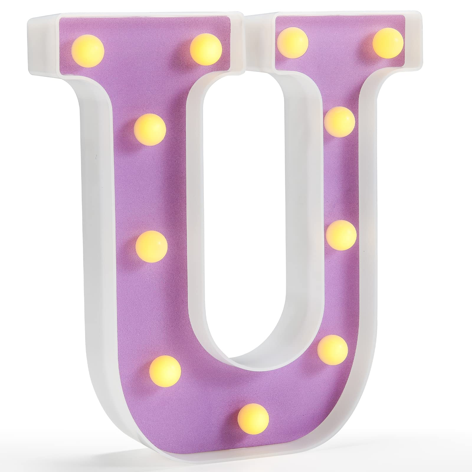 Pooqla LED Letter Lights, Purple Alphabet Sign, Warm White LED, DIY Marquee Night Light, Model d3b6552b-7c36-4557-abd5-964997