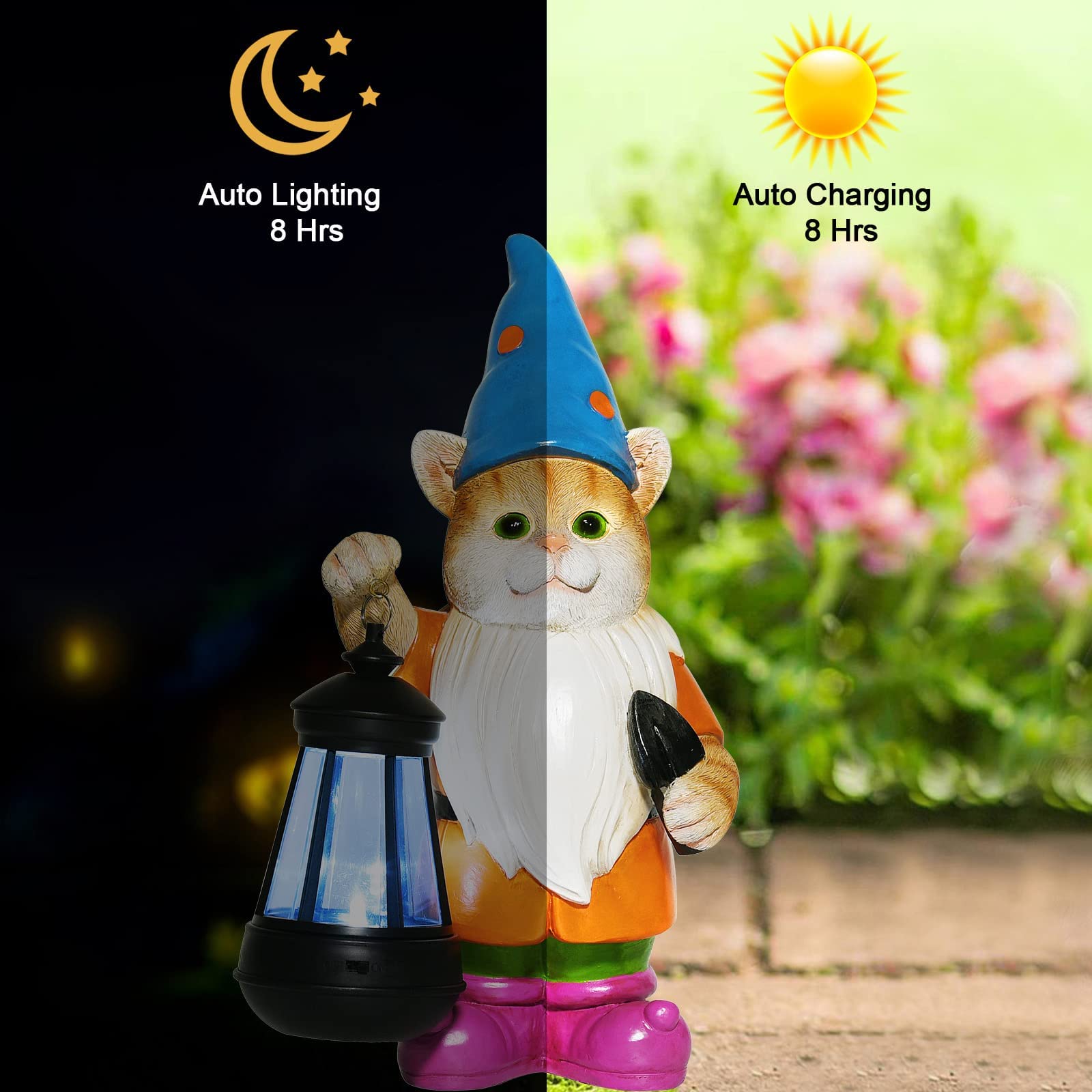 Nacome Solar Cat Statues - Multicolor Garden Decor For Lawn, Porch & Patio - Gift For Mom, Grandma