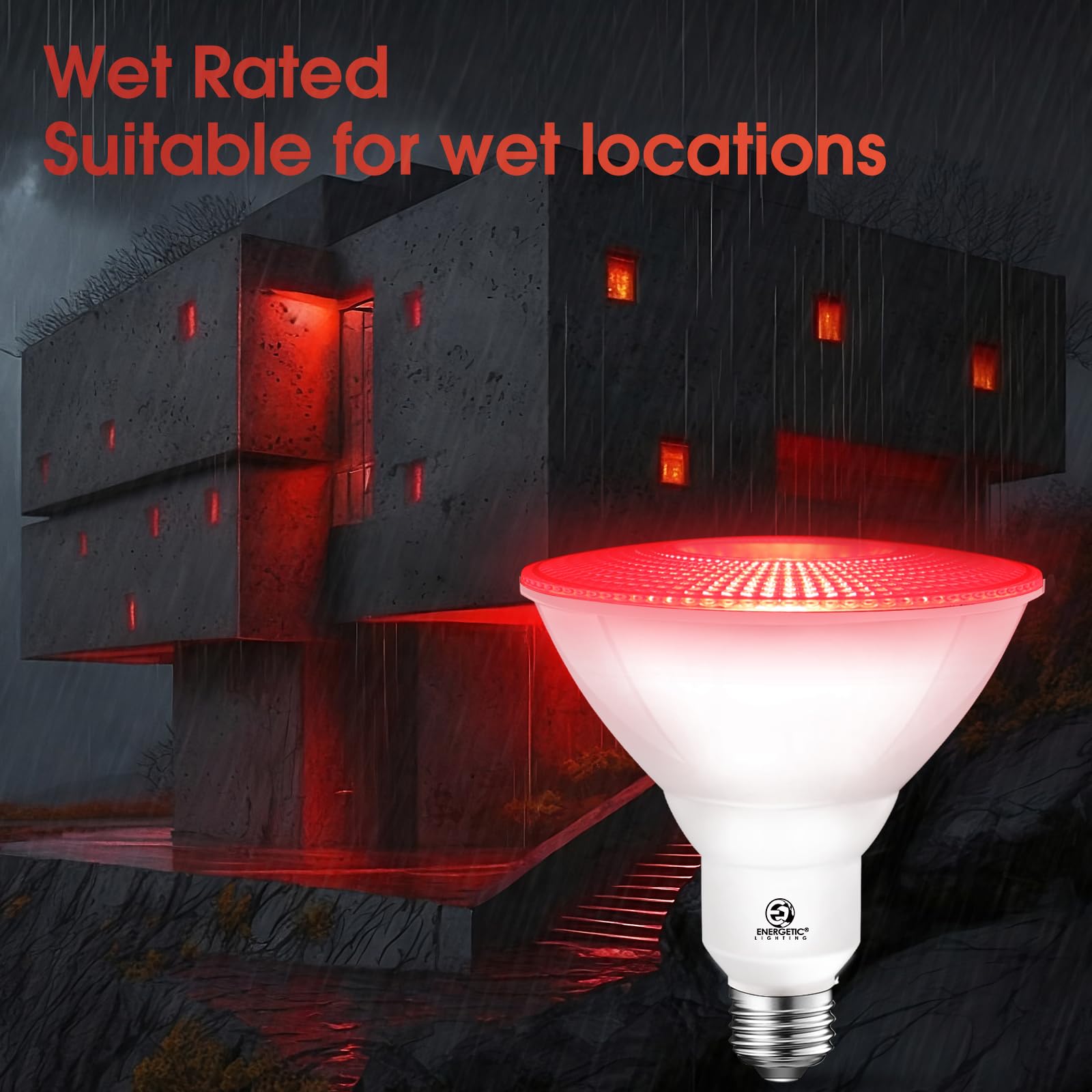 Energetic Red Par38 Led Flood Outdoor Light Bulb, 16W (90Watt Equivalent), Dimmable, E26 Base, For Christmas Halloween Thanksgiv