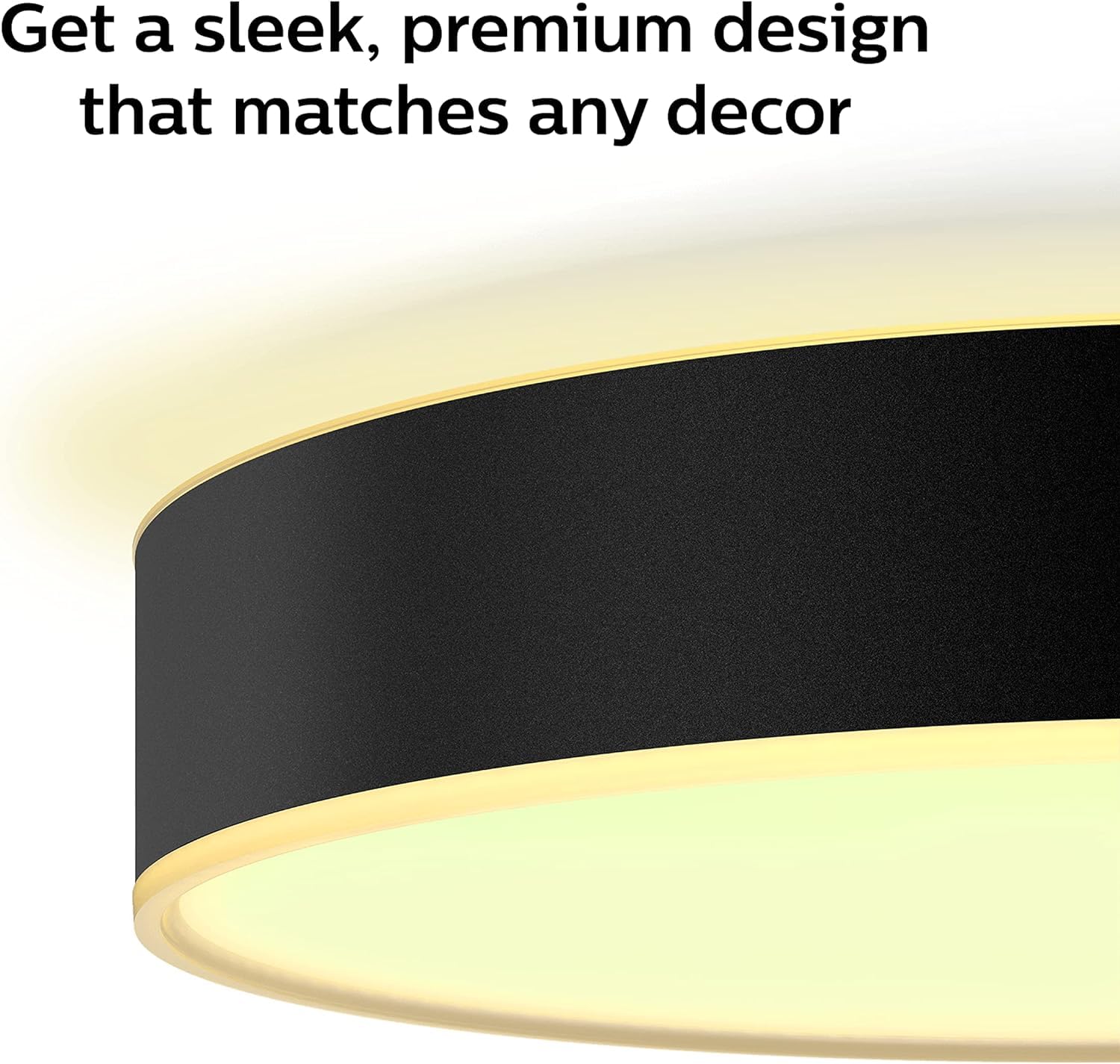 Philips Hue Enrave Medium Ceiling Lamp, Black -White Ambiance Warm-To-Cool White Smart Led Light - 1 Pack - Control With Hue App