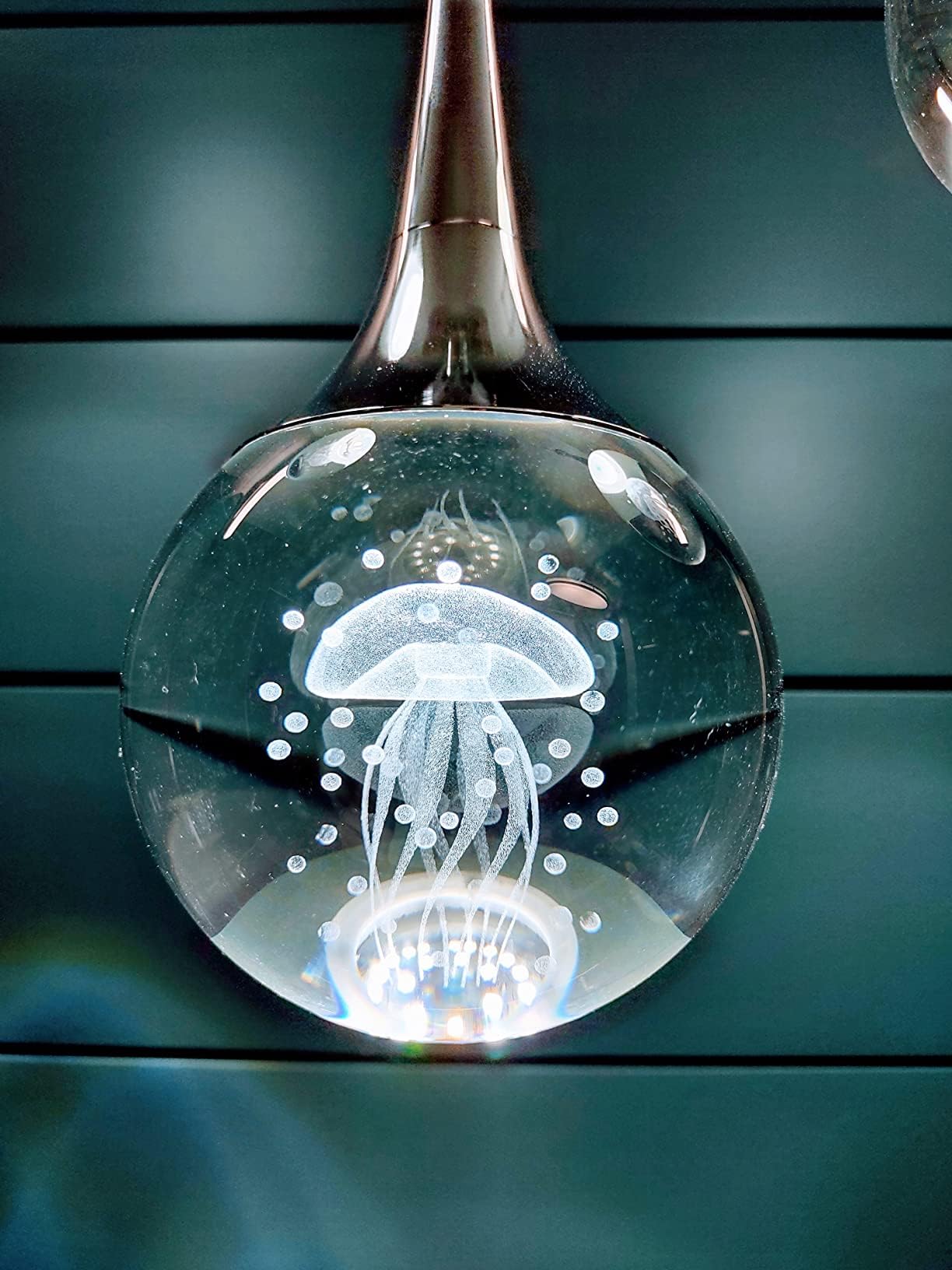 Chying 3 Pack Teardrop Pendant Light Chrome Crystal Pendant Lighting Bathroom Led Ceiling Hanging Light Globe Jellyfish Pendant