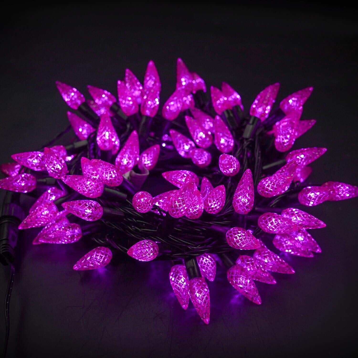 Twinkle Star C6 Halloween String Lights - 100 LED, 33ft, Purple, Indoor/Outdoor, 8 Lighting Modes, Model ZD-29V100DIF