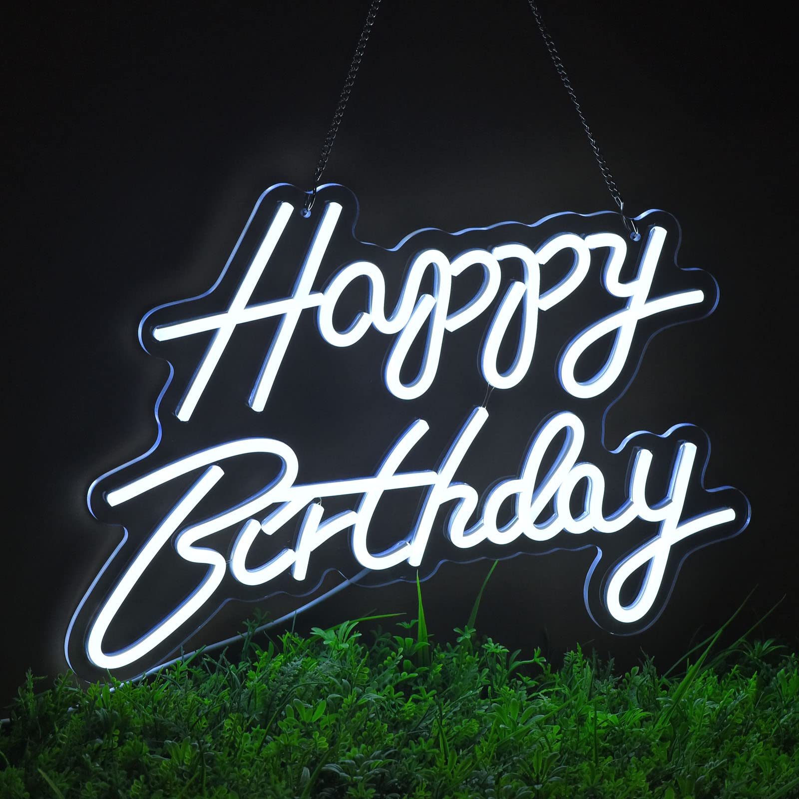 Neonhonba Happy Birthday Neon Sign, Dimmable, 17x12 inches, White Wall Decor
