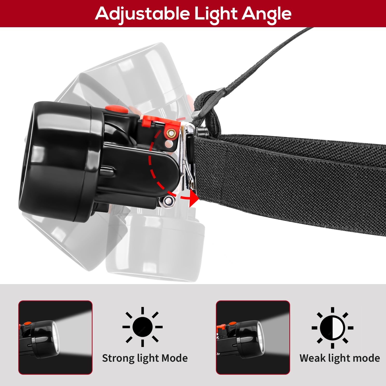 Hunting friends Rechargeable Miners Headlamp Waterproof Red KL3.0LM for Night Fishing, Hunting, Camping