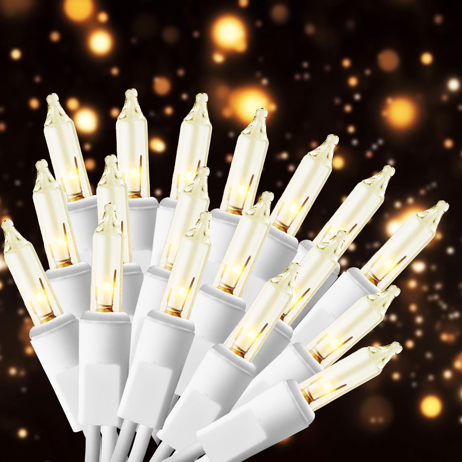 chatool Christmas Lights,100 Count Lights with White Wire,21ft UL Certified Tree String Lights for Indoor Outdoor Christmas Deco