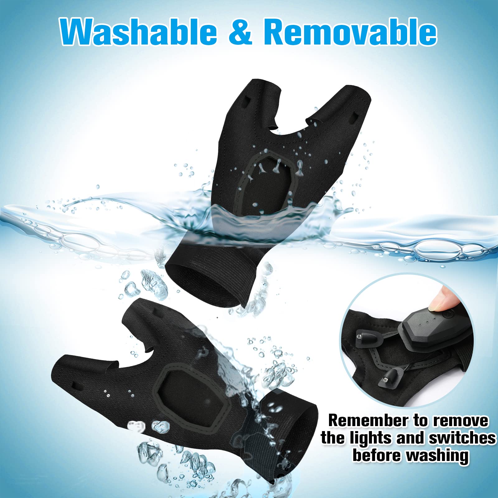 Hinshark LED Flashlight Gloves - Rechargeable, Nylon, One Size, Black - Unique Gifts for Men, Dad, Boyfriend, Husband