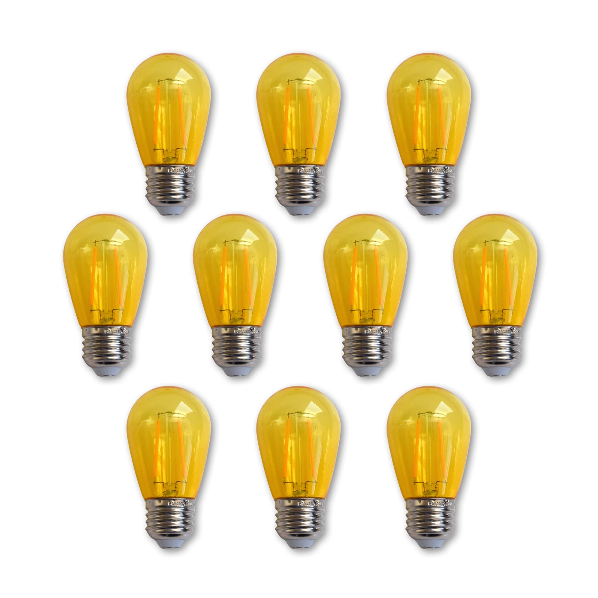 fantado Yellow (10-Pack) LED Filament S14 Shatterproof Energy Saving Color Light Bulb, Dimmable, 2W, E26 Medium Base