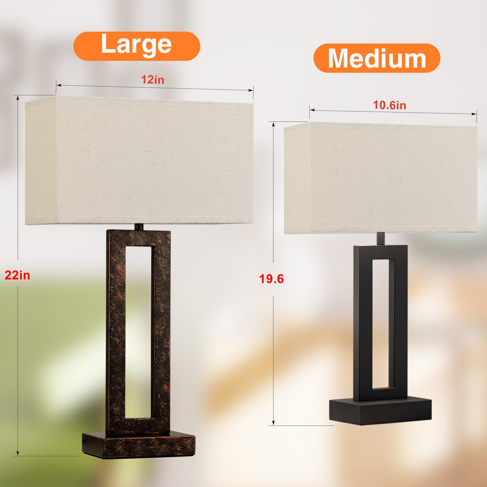 22'' Tall Modern Bedside Lamps - Touch Usb C+A, 3 Way Dimmable Set Of 2 For Night Stands & End Tables (Beige & Brown)
