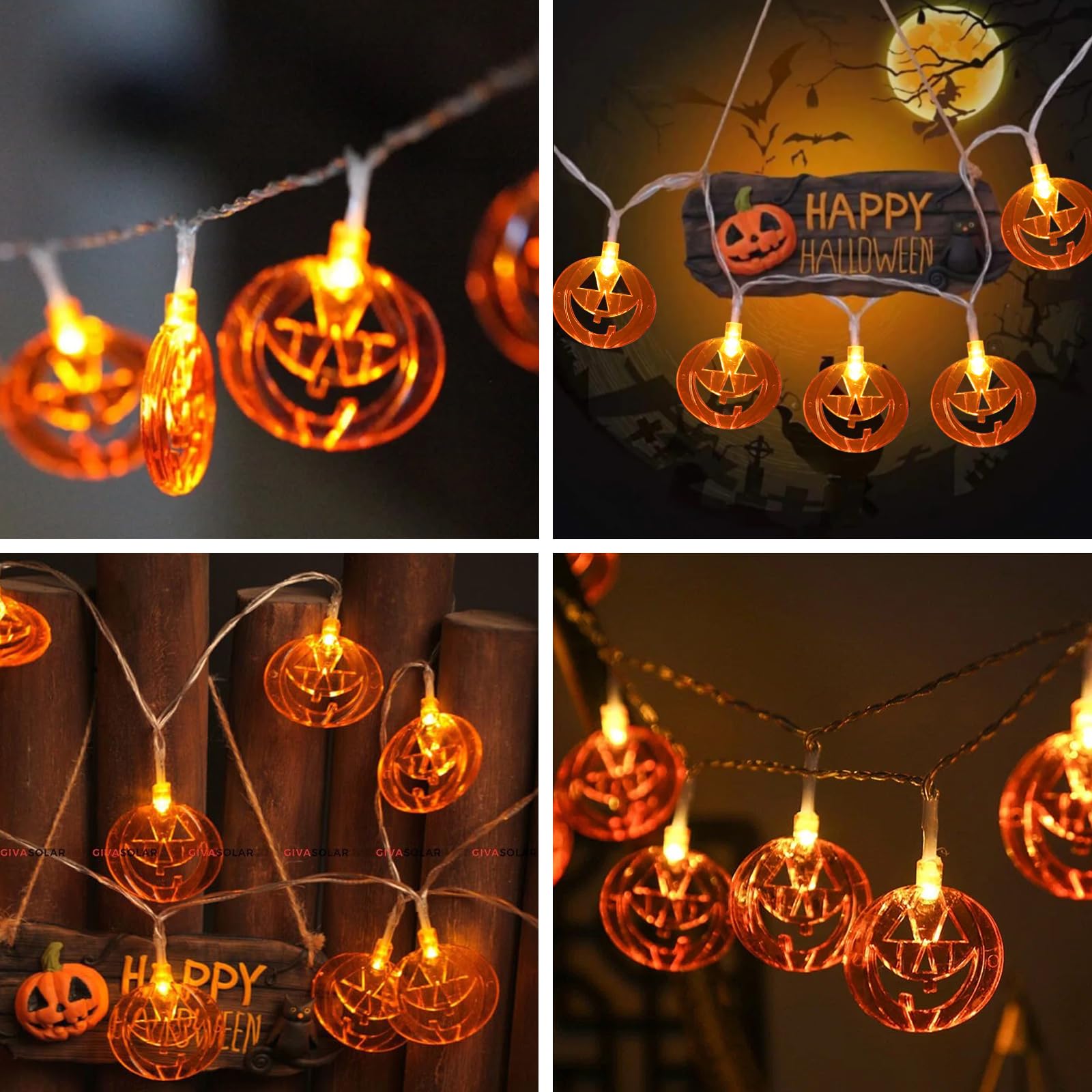 sunmile Halloween 3D Pumpkin String Lights-15ft 20 LED Battery Operated Halloween Decorations Outdoor Indoor Home Halloween Part