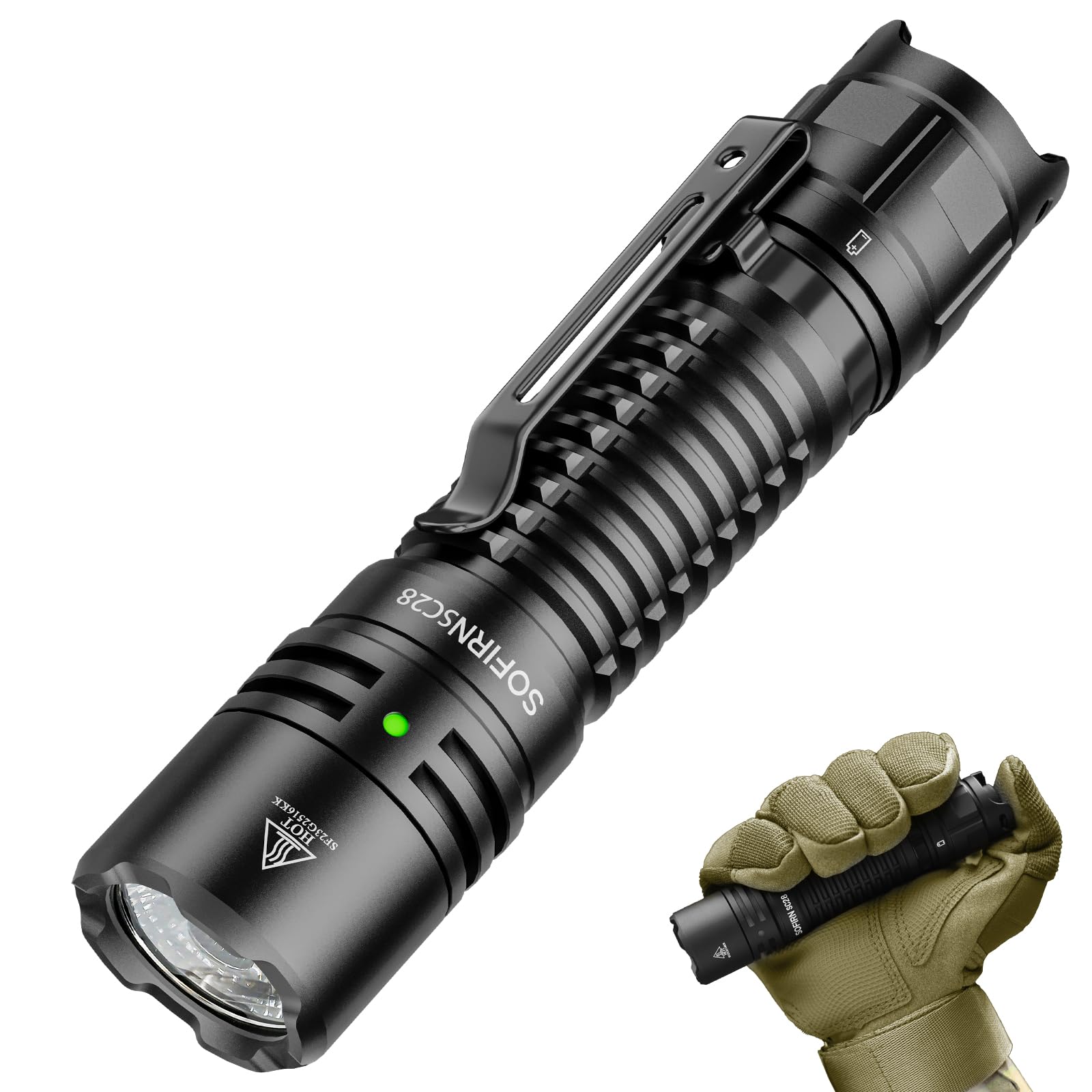 Sofirn Sc28 Pocket Flashlight 2800 High Lumens, Rechargeable Tactical Falshlight Waterproof With Tail Switch & Two User Interfac