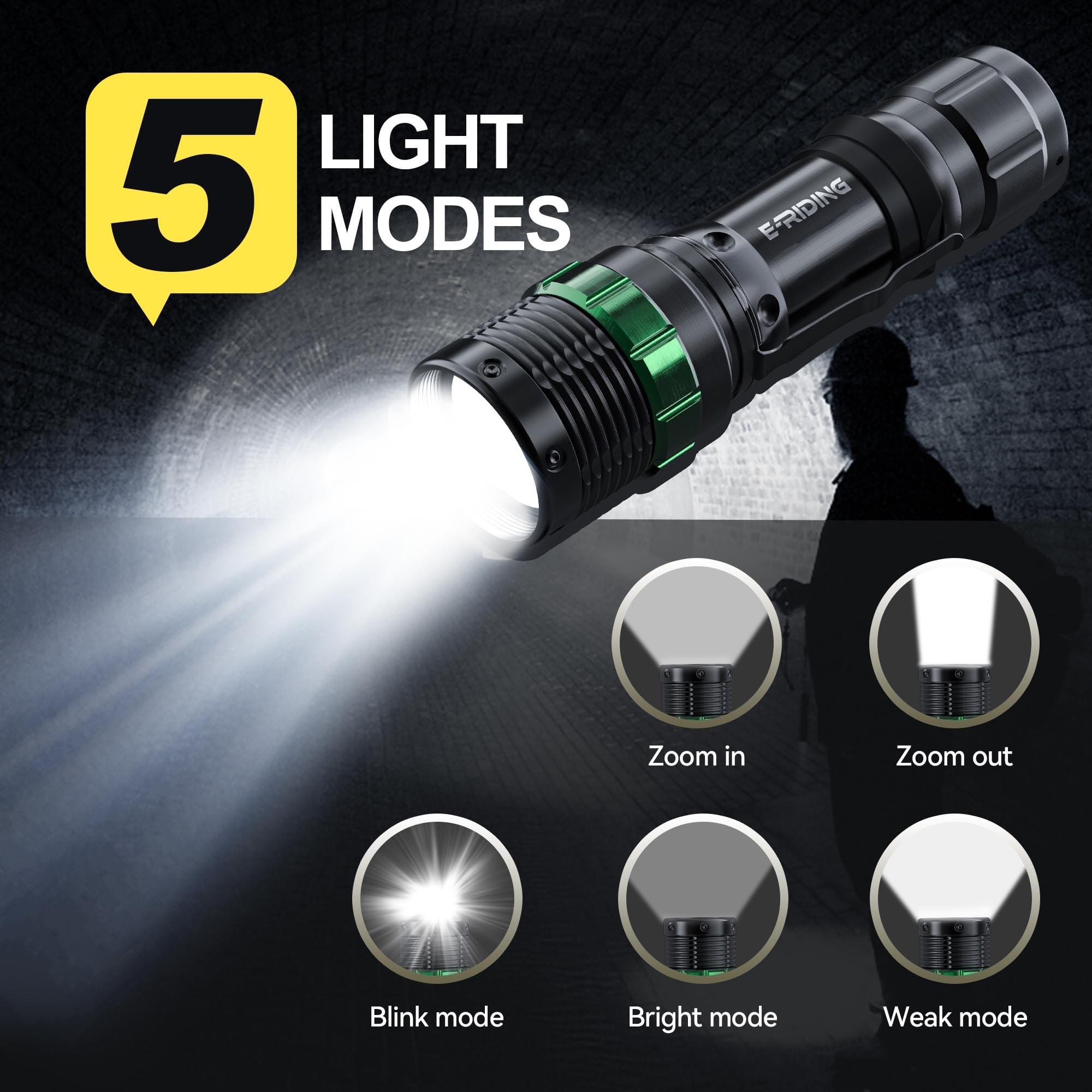 E-Riding 2 Pack Traffic Wand, 16 Inch Led Traffic Flashlight, Orange Safety Signal Baton With For 5 Flashing Modes, Air Traffic