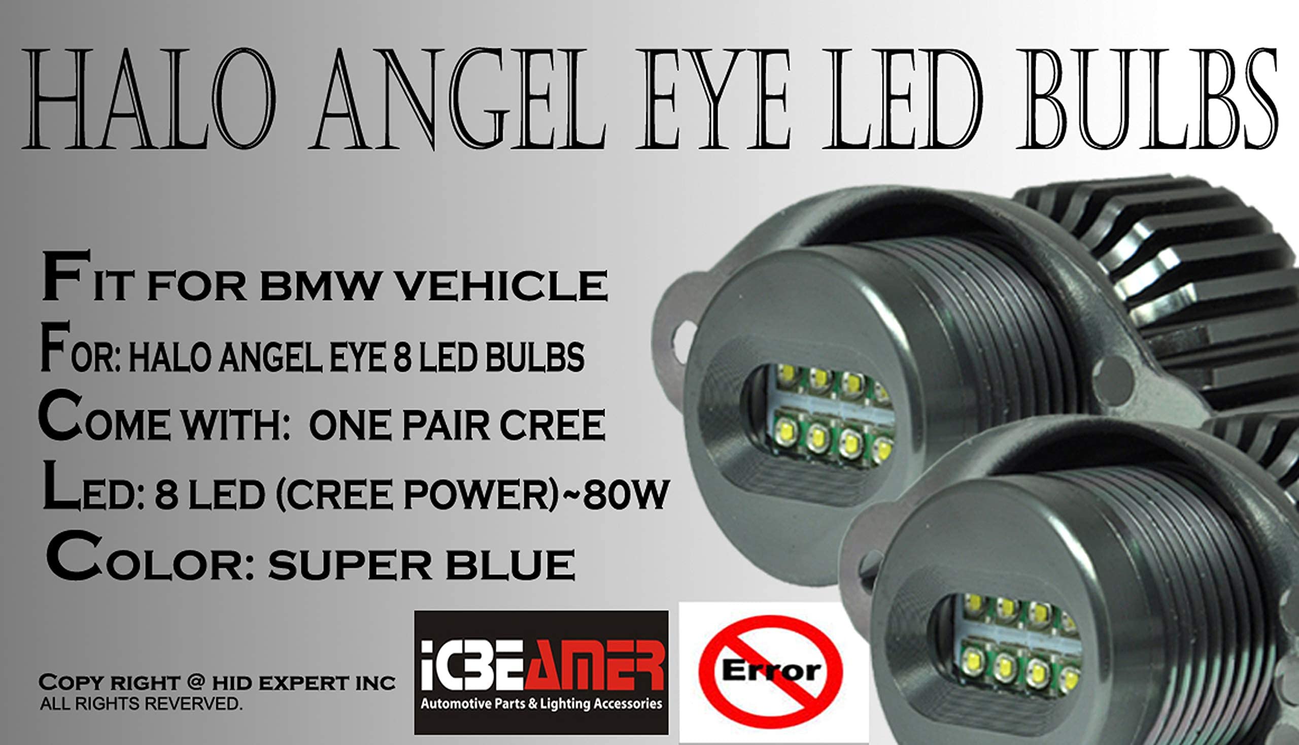 Icbeamer Led Angel Eye Marker Bulbs Fit E90,E91 Lci Bmw Halo Ring Standard Halogen Headlights Replacement Bulbs [Blue]