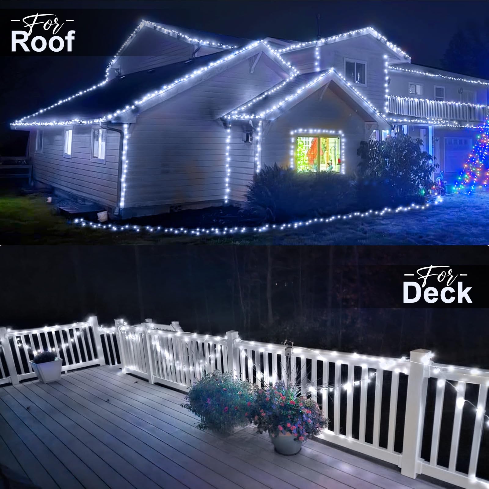 KNONEW Outdoor Christmas Lights 1000 LED 403ft String Lights Cool White Waterproof with Timer, Model 68KN-168LIG-NIU