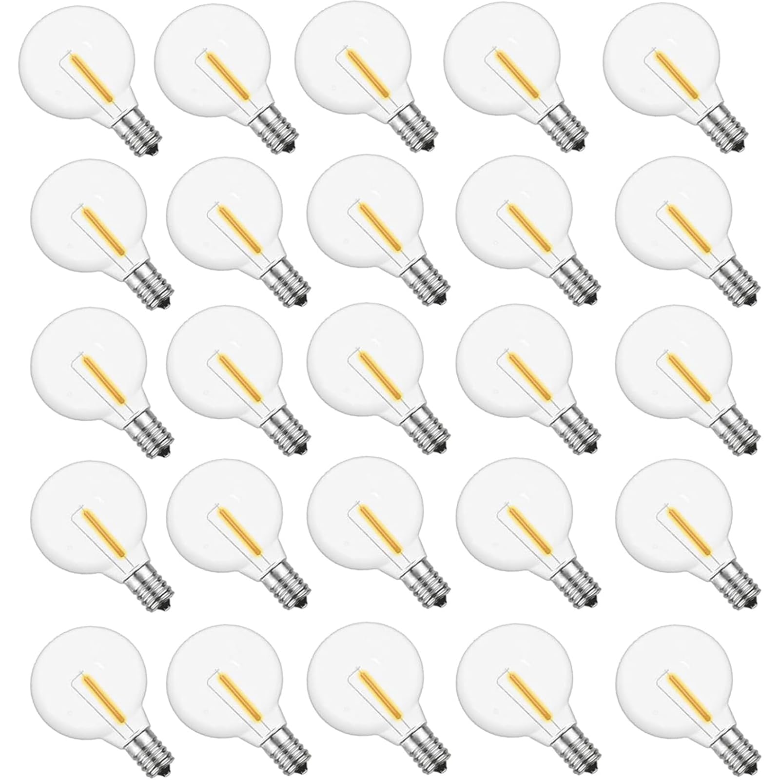 Rincentd G40 Led Replacement Light Bulbs, 1W Led Plastic Clear Globe Bulb Fits E12 C7 Candelabra Screw Base Sockets, Edison Ligh