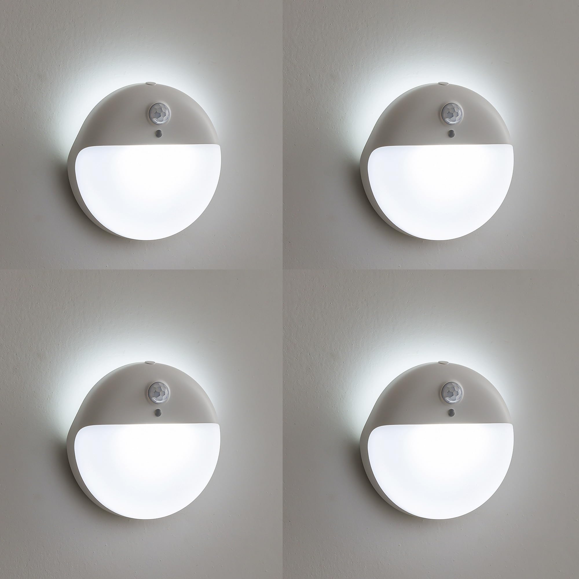 YUNLEX 4 Pack Battery Night Light  Toilet Lights  2.6 Small Motion Senor Light  Stick on Lights  3 Light Modes  Dimmable LED Nightlight for Closet  Stairs  Garage  Cabinet  Toliet  Daylight White