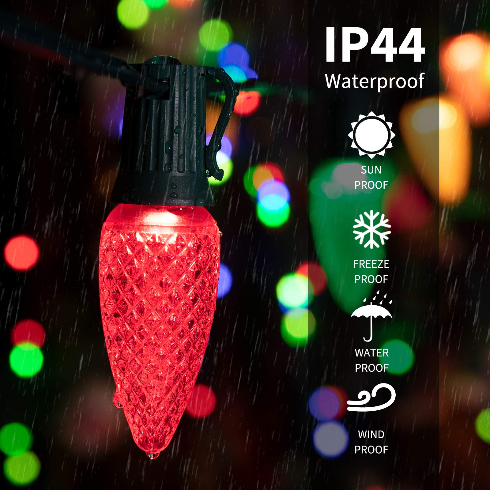 Brightown 100 Pack Red C7 Led Replacement Bulb For Christmas String Lights - Shatterproof E12 Candelabra Base Commercial Grade Bulbs For Patio  Roofline Lighting Decor