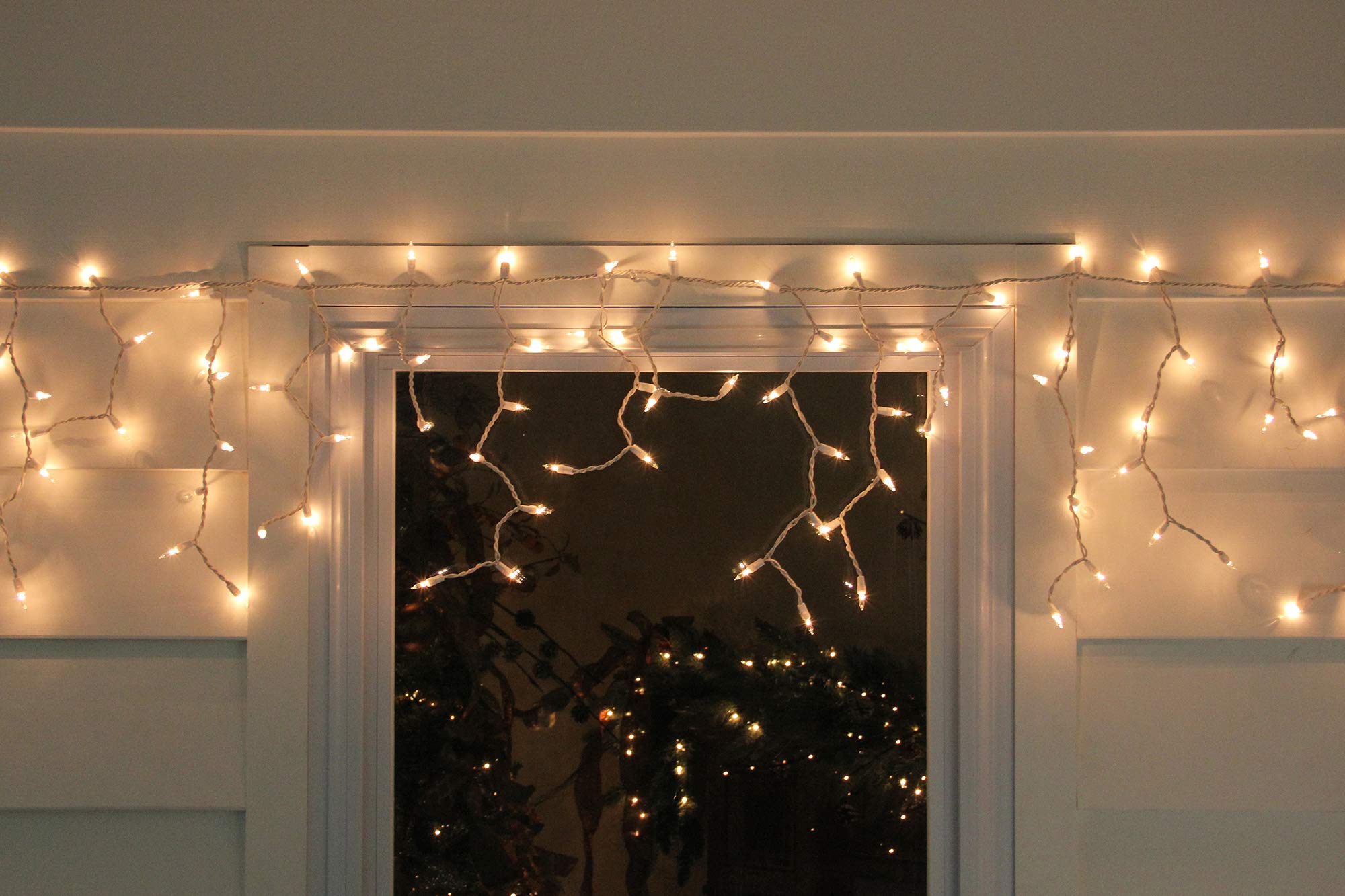 Northlight 150-Count Clear Mini Icicle String Lights - 8.75 ft White Wire, Glass
