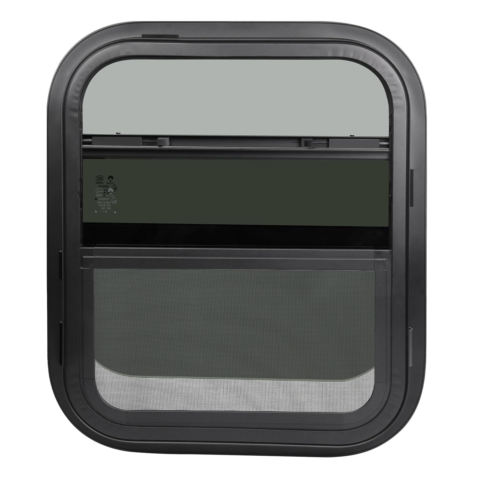 NOVINO RV Window – Vertical Sliding Replacement for Trailers, 14inW x 16inH, Black, Model NRW-001, Fits 15/16in or 1-3/8in