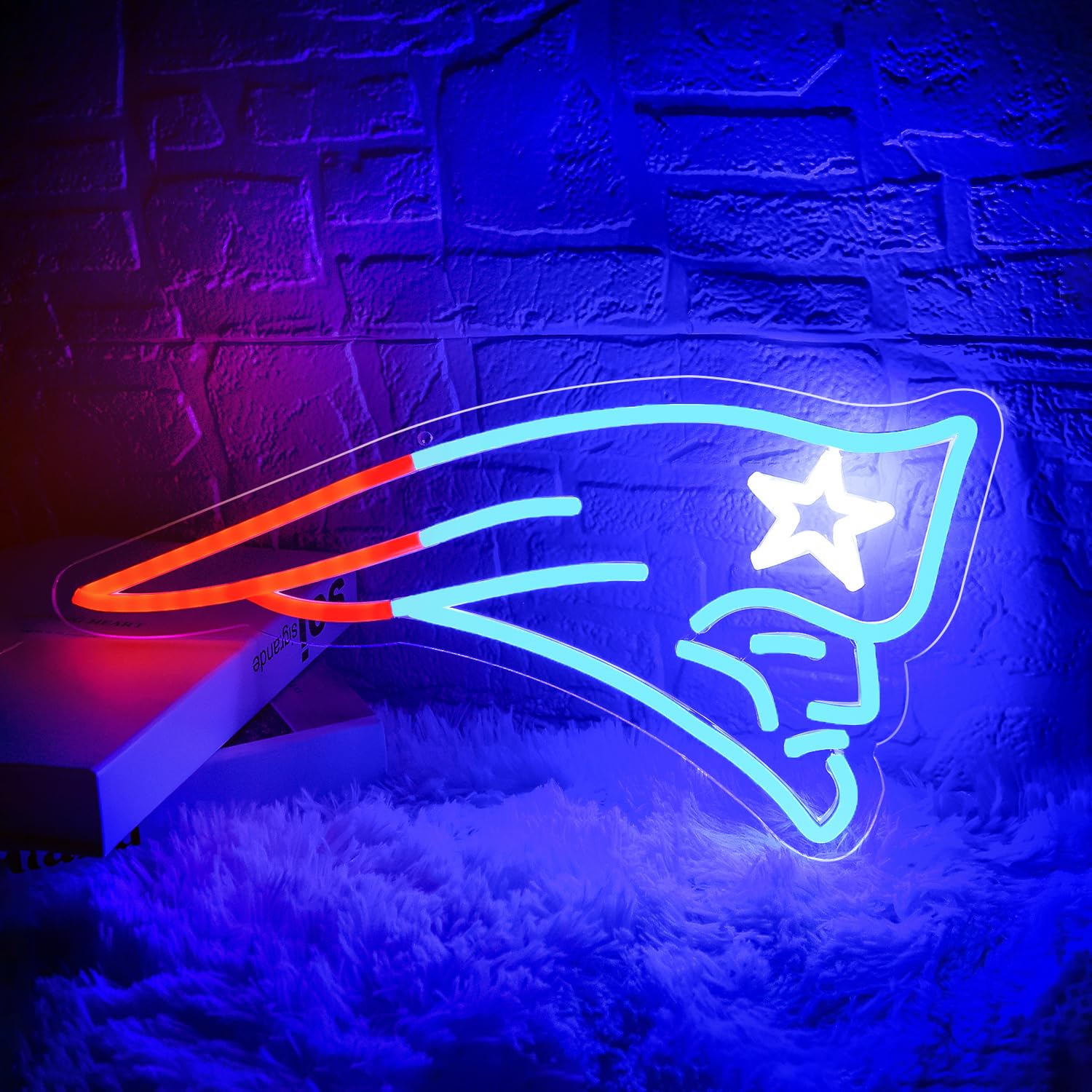 Brineon Football Neon Sign - Blue Acrylic Wall Light, 16.1x8.0in, Perfect for Man Cave, Garage, Bar, or Game Room Decor