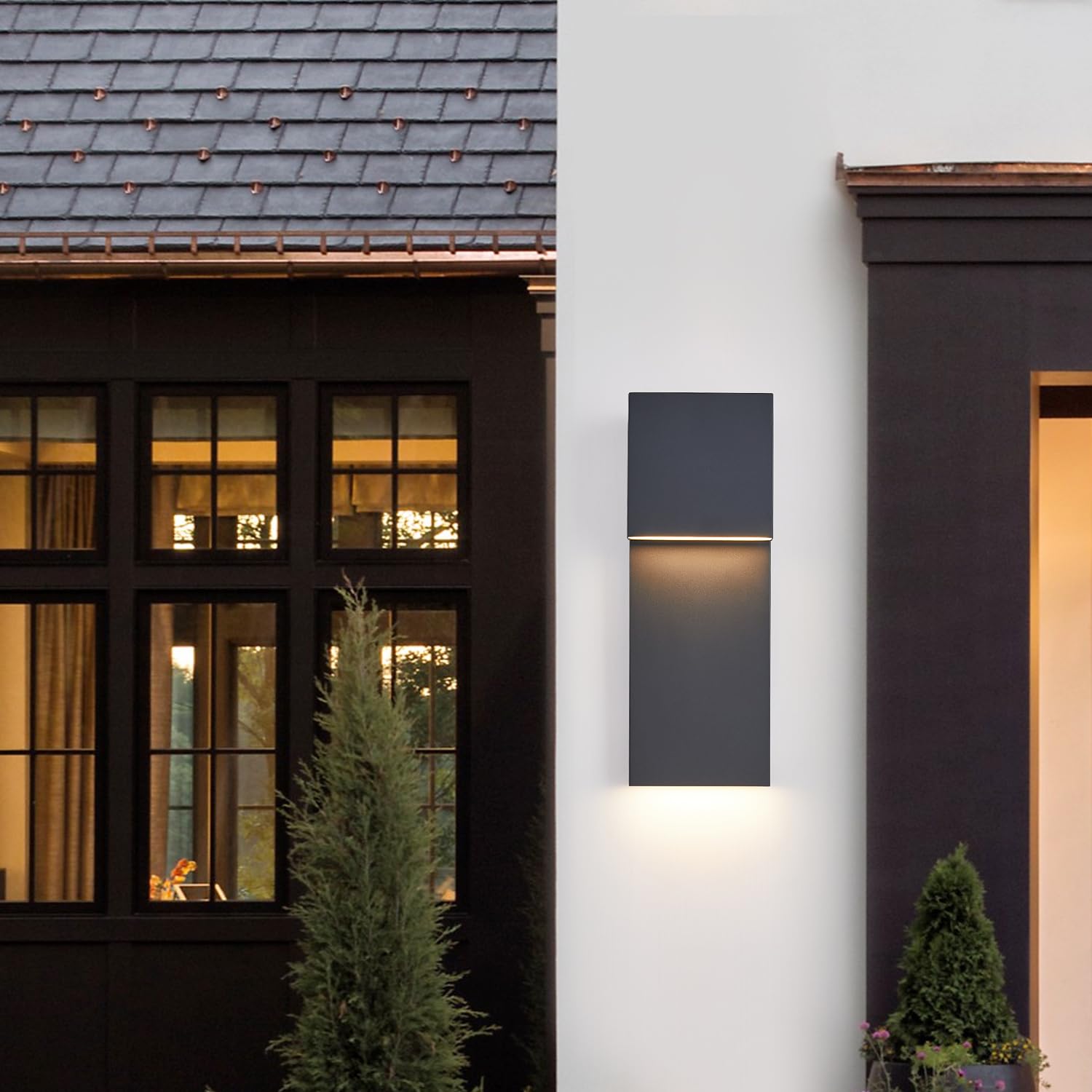 Tarentlight Modern LED Outdoor Wall Sconce 3000K 17W Black Iron, Anti-Rust, Wet Location, Easy Install, Model W2304LED-BK