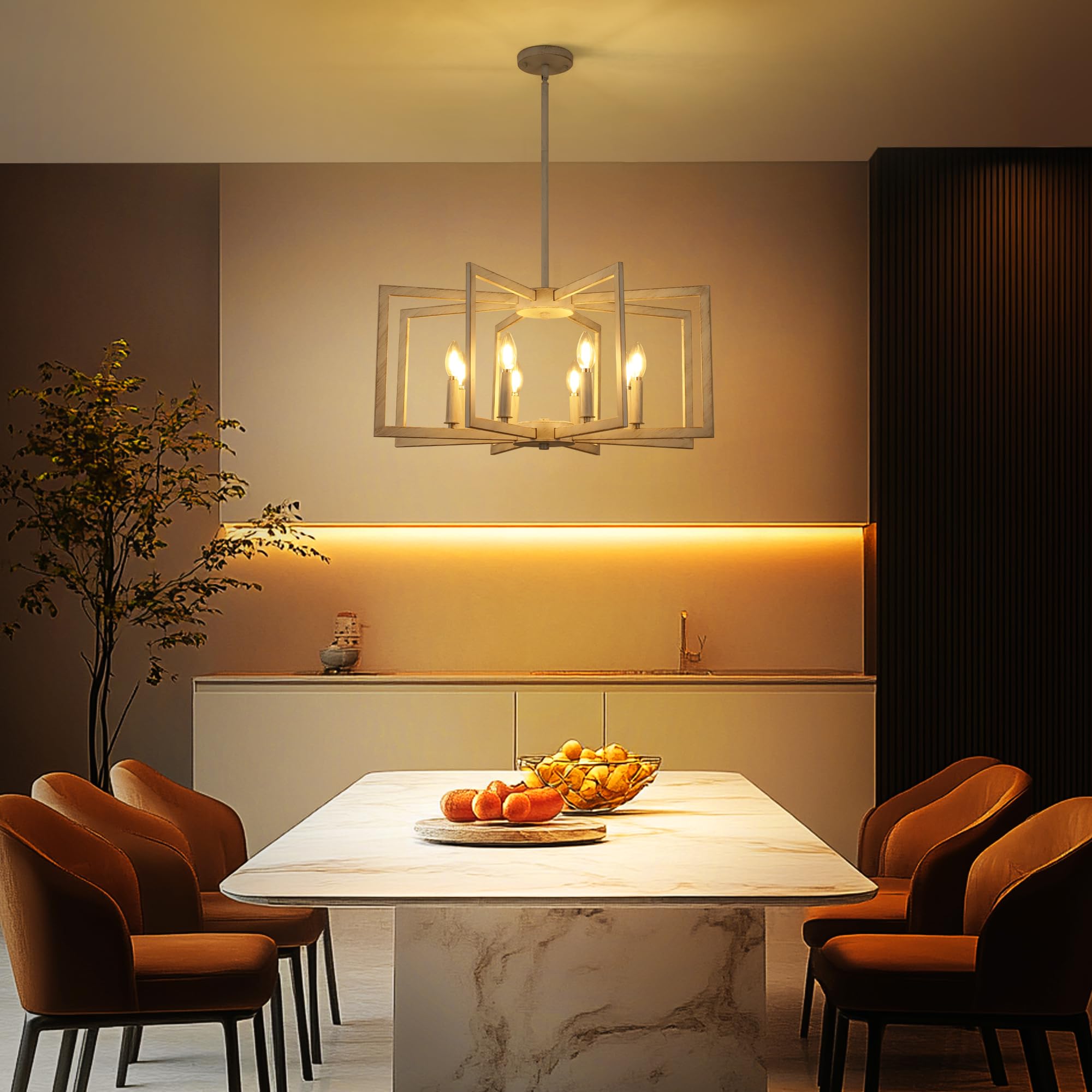 Klgxnrd 8-Light Antique White Farmhouse Chandeliers For Dining Room, Large French Country Chandelier, Rustic Iron Cage Hanging L