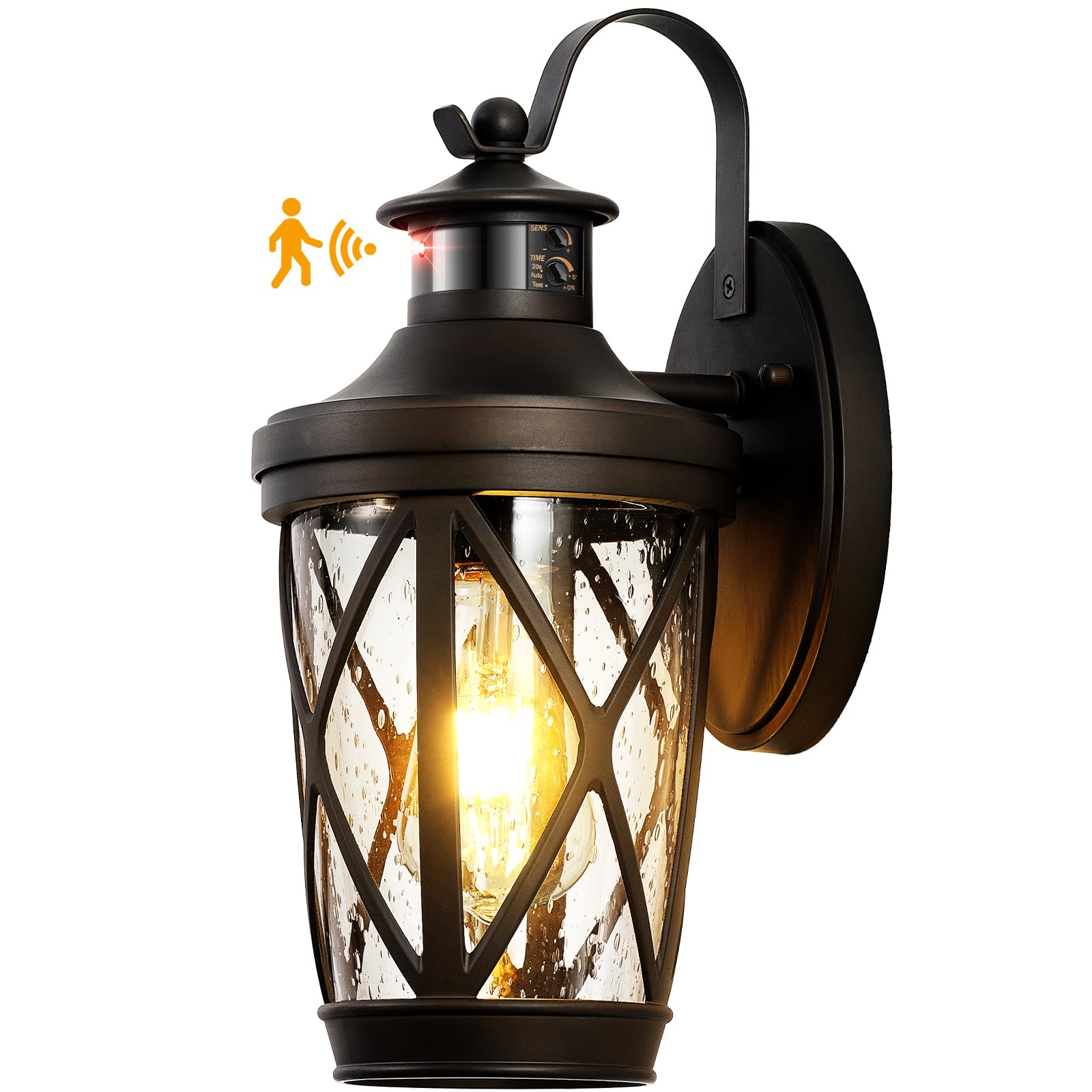 Vianis Outdoor Motion Sensor Light  Brown Exterior Lighting Fixtures  Oil Rubbed Bronze Outside Lights For House  Waterproof Outdoor Lanterns For Porch  Anti-Rust Dusk To Dawn Sensor Wall Mount Sconce