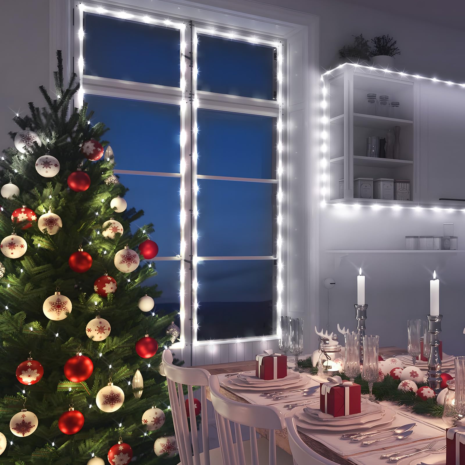 Knonew 328Ft 1000Led Rope Lights For Outside Outdoor String Lights Waterproof 8 Modes Clear Tube Light For Indoor Bedroom Wedding Garden Patio Christmas Tree Rv Holiday Decoration(Cold White)