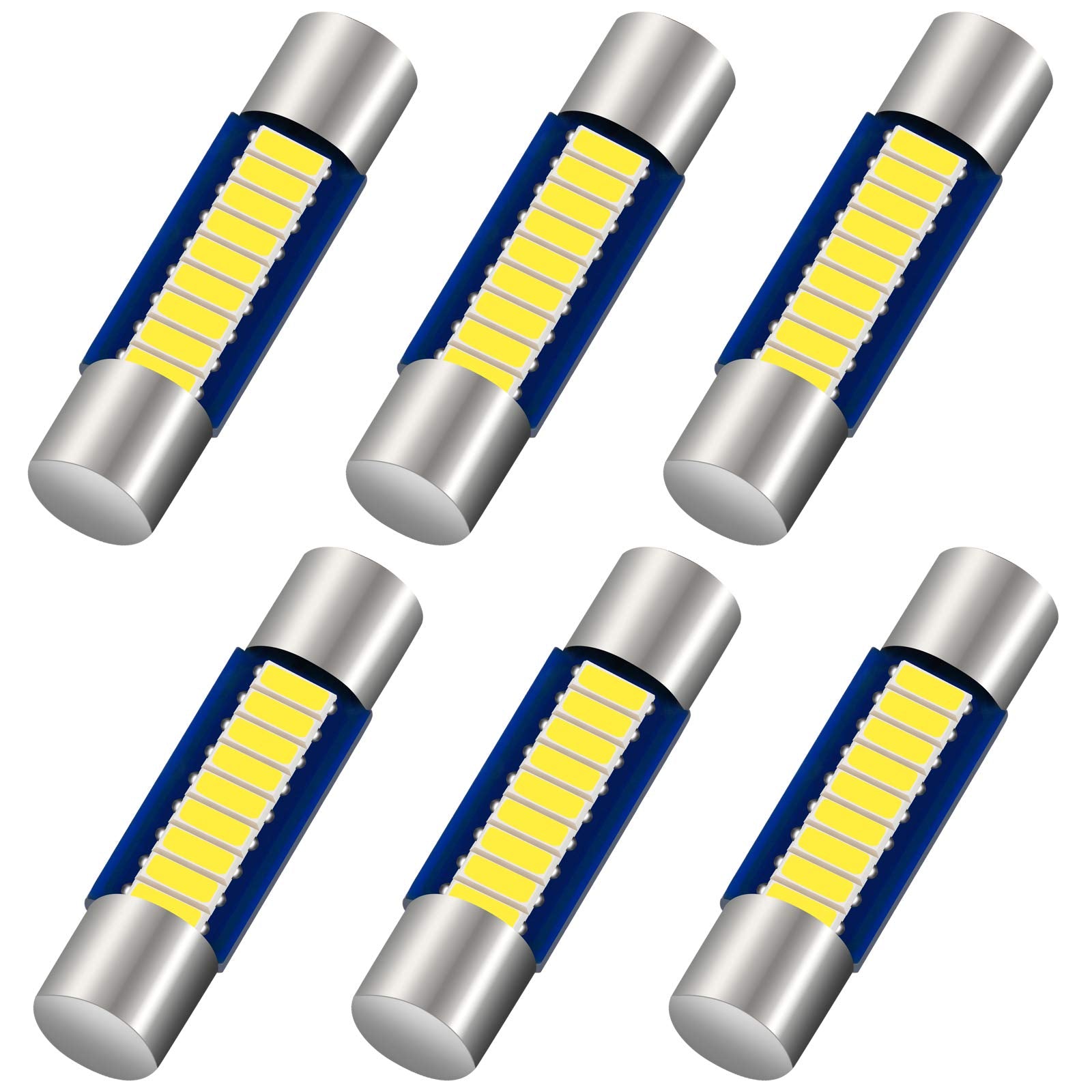 Anourney 6Pcs 28Mm 29Mm 6614F Festoon Led Car Bulb, Extremely Bright 9-Smd 4014 Chips 6641 6612F Led Bulb, Fit For Vanity Mirror Lights And Sun Visor Lights, 6000K White