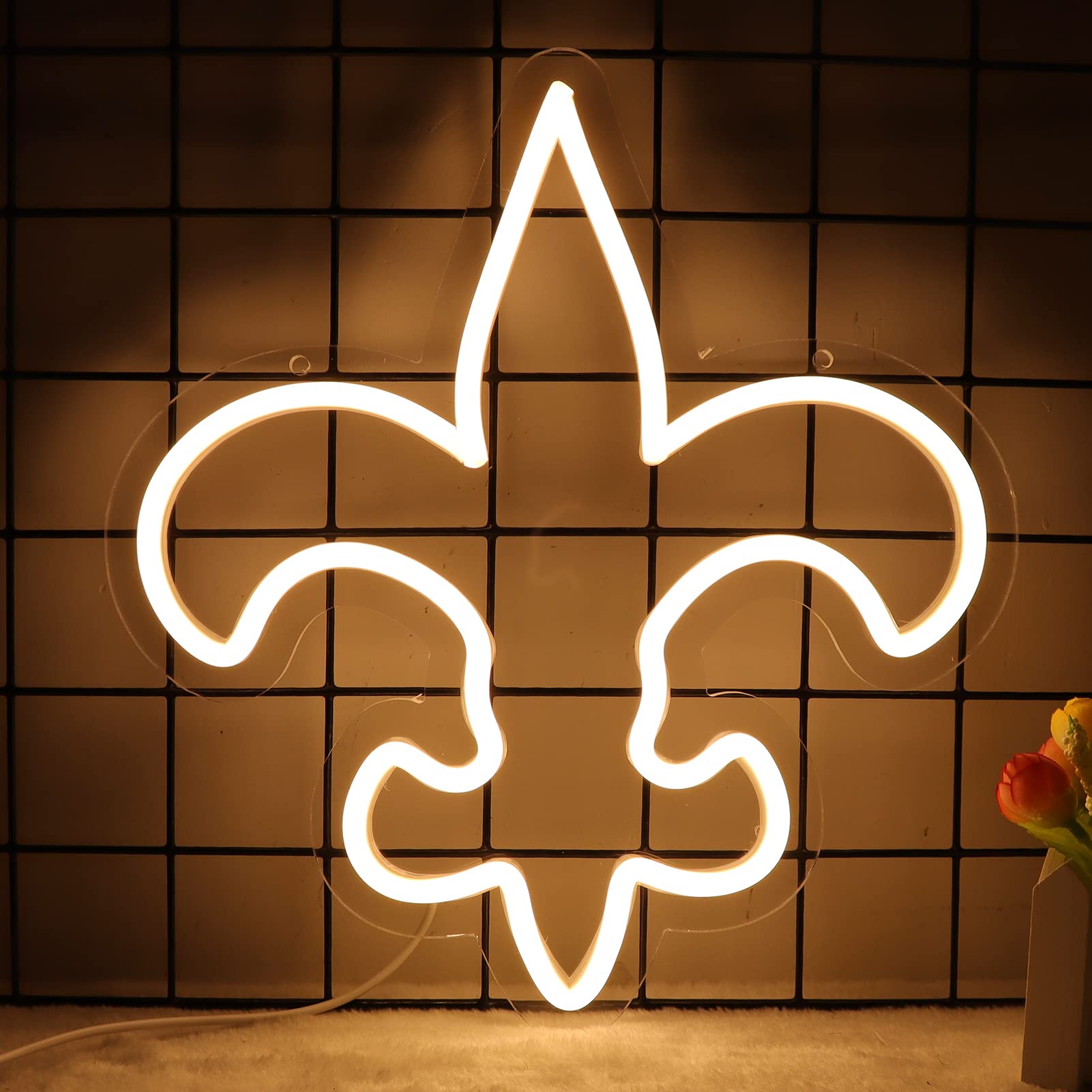 WonderfulLife Neon Sign for Home Bar, 12x11 inches, Saints Logo, Easy Hanging, USB Powered