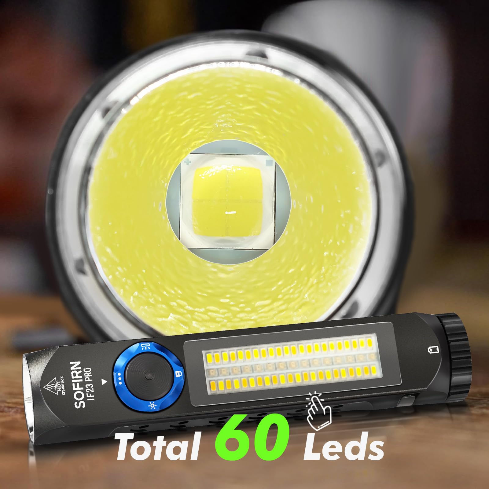 Sofirn If23 Pro Flashlight Rechargeable 5000 High Lumen, Super Bright 3-In-I Flashlight With Side White Light & Rgb Color Light,