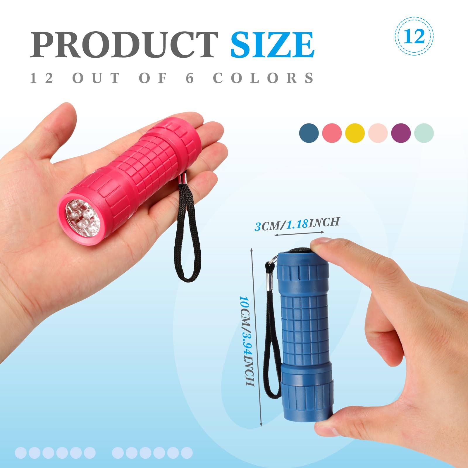 Rossesay 36 Pcs Small Mini Flashlights 9 Led Flashlight Assorted Colors With Lanyard Small Handheld Flashlights Bulk 3Aaa Batter