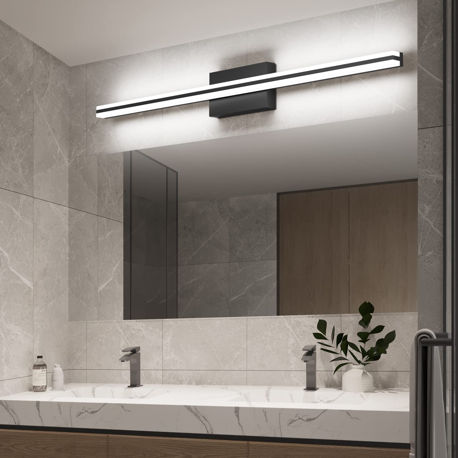 SOLFART Black Vanity Light Fixture, 40.2 Inch Modern LED Over Mirror Lighting, Aluminum, Model S8200-1016mm-BK-ND