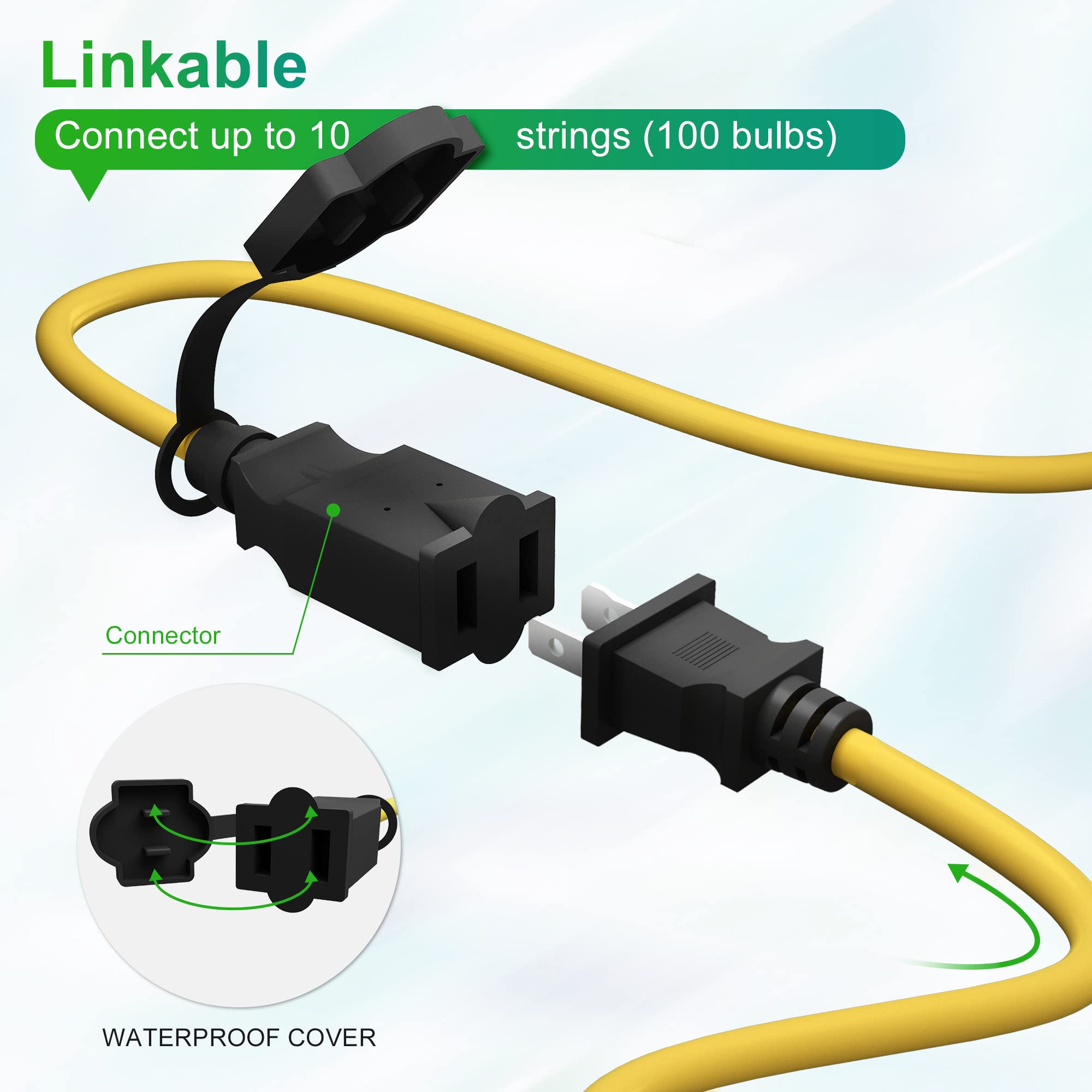 Lediary 100Ft Construction String Lights, 10 Bulbs 100W 10500Lm String Work Lights With 10 Medium Base Sockets, Linkable Jobsite Lights, Weatherproof Temporary Lighting Indoor&Outdoor