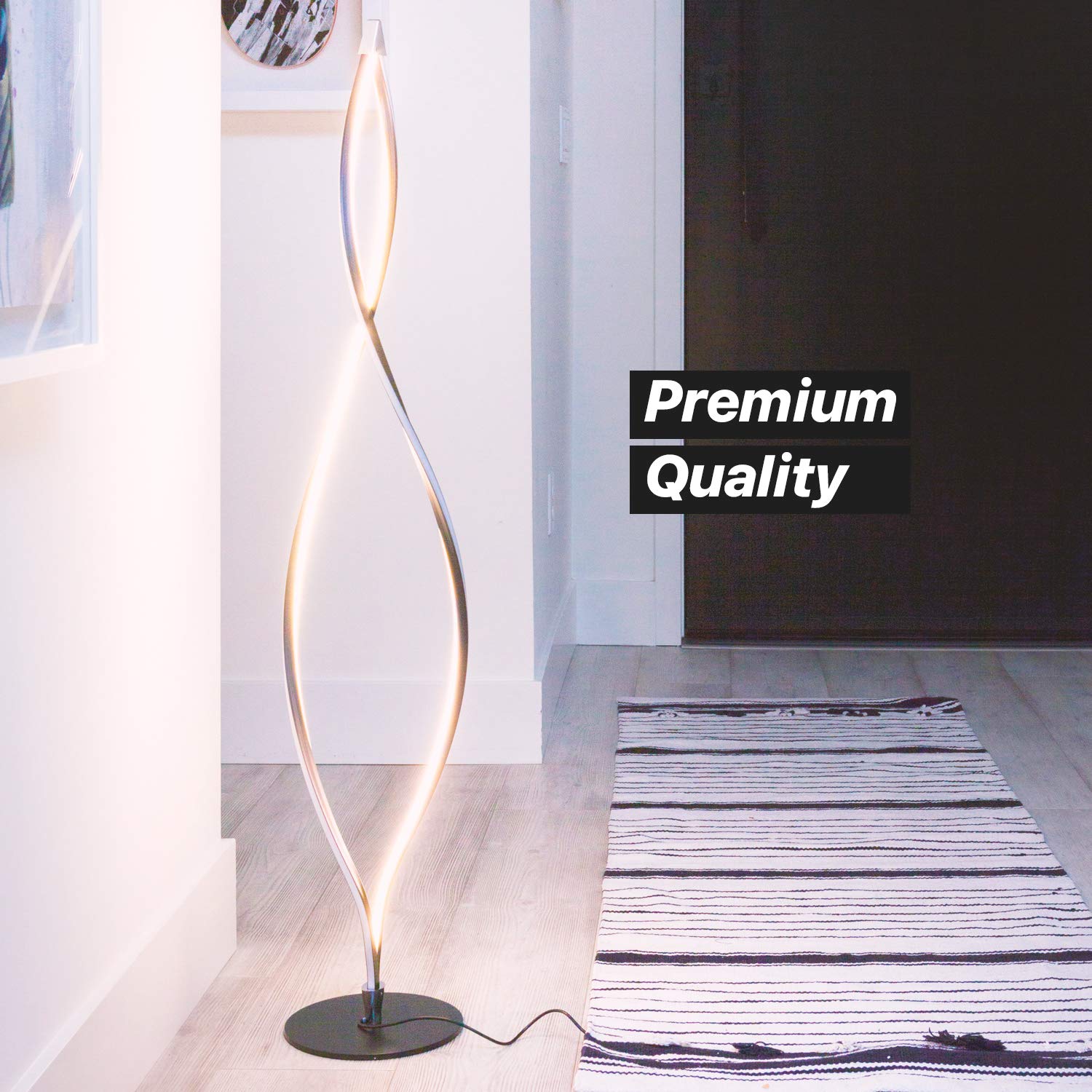 Brightech Twist Floor Lamp, Bright Tall Lamp For Offices, Modern Led Spiral Lamp For Living Rooms, Dimmable Standing Lamp With S