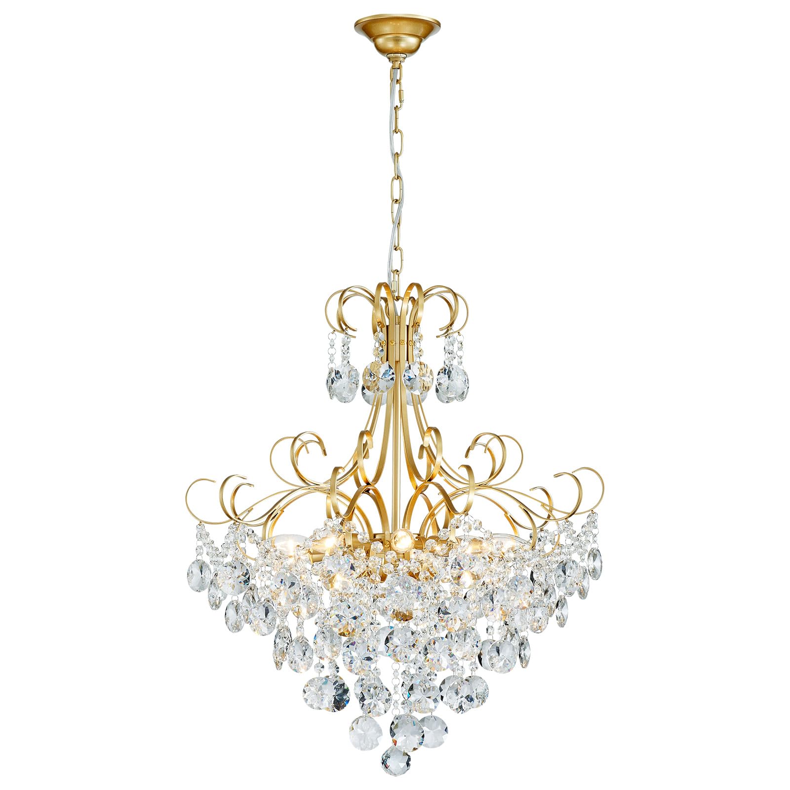 ANJIADENGSHI Crystal Chandelier, Modern K9 Crystal Pendant Light for Dining Room, Vintage Pendant Ceiling Fixture Lamp, 10-Light