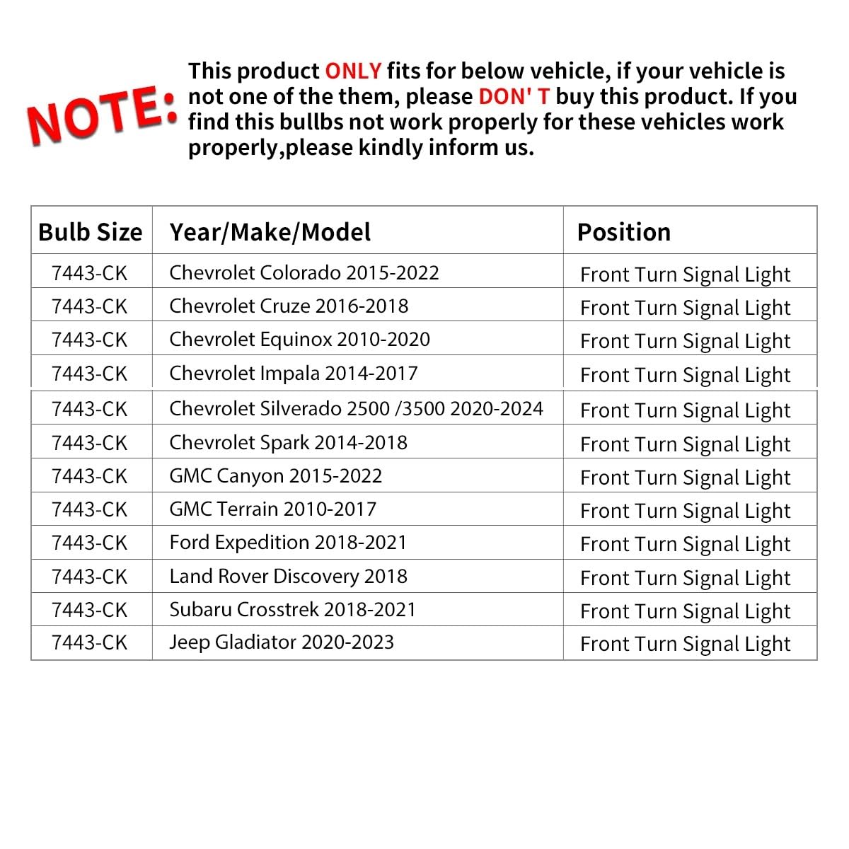 LASFIT T3 7443 CK Switchback LED Bulb, Amber/White, Error-Free, for GMC Canyon/Colorado 2015-2022, Model T3-7443D