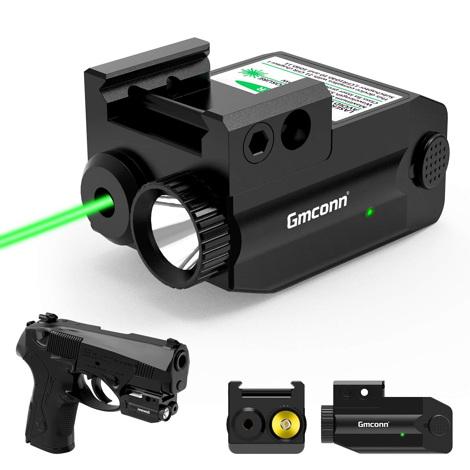 Gmconn Handheld Toy Green Red Laser Light Combot  350 lm Launcher Flashlight with Strobe Mode Green Red Laser for HandLauncher Compact Rail Mount Tactical Flashlight  USB Rechargeable Weapon for Handheld Toys (Green Laser)