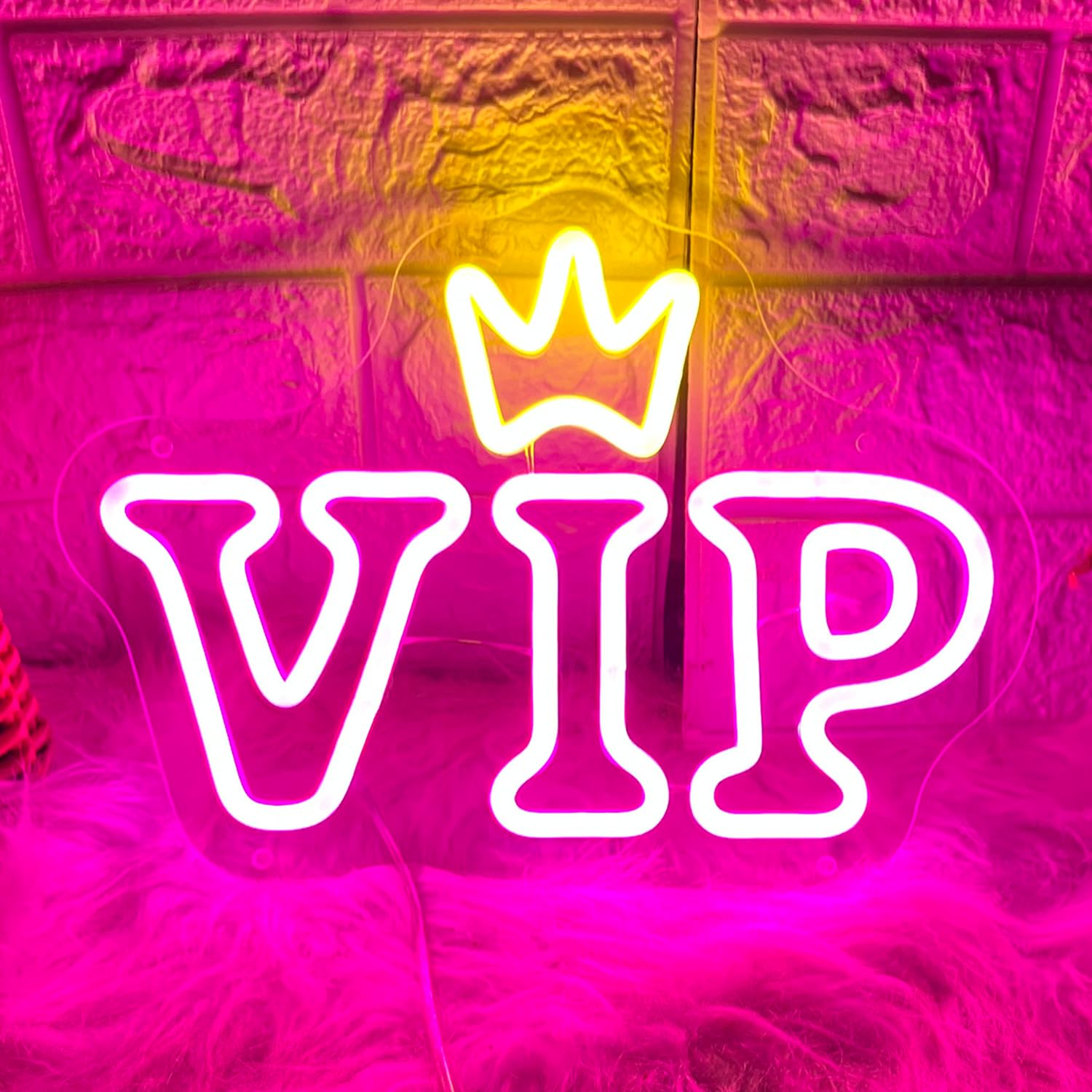 Hdjsign Vip Neon Sign Vip Lounge Neon Light For Wall Decor Usb Powered Letter Vip Crown Light Up Signs Bar Pub Club Hotel Beauty Room Game Room Decor Birthday Gift (12X8.62)