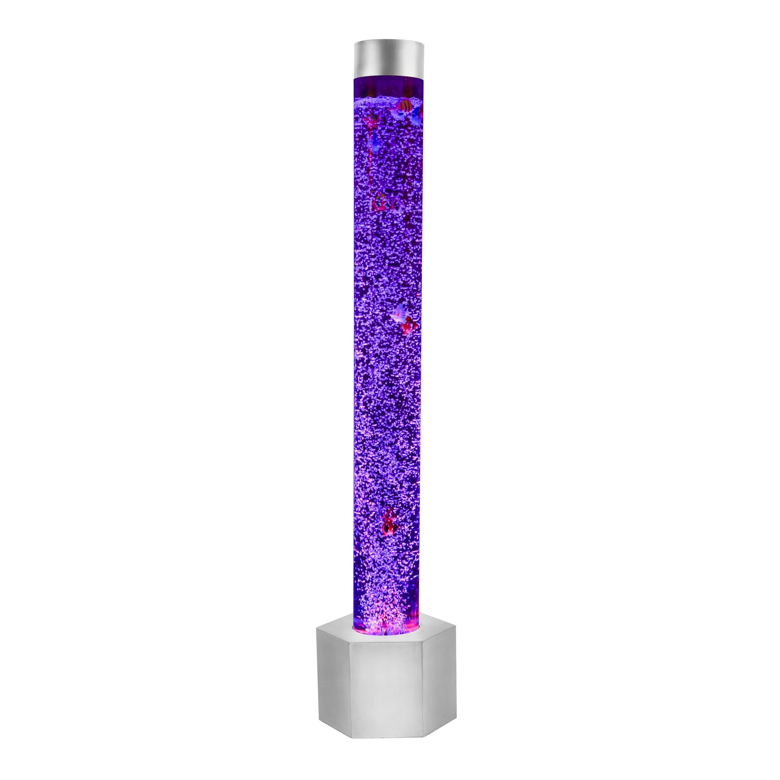 Special Supplies Sensory Bubble Tube with 16 LED Color Changing Lights, 5 ft Floor Lamp, Stainless Steel Base, Includes 12 Fish