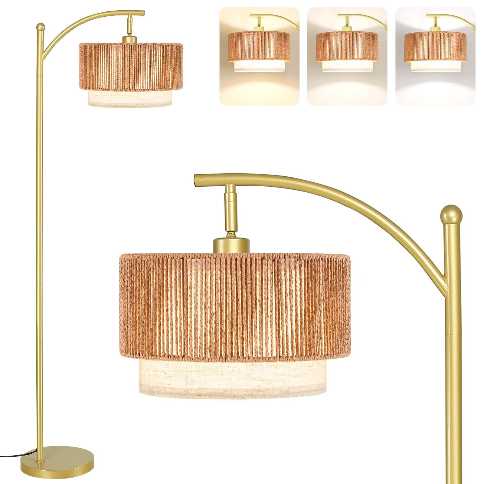 Sunmory Floor Lamps For Living Room With 12W Led Bulb, Arc Floor Lamp With 3 Color Temperatures, Farmhouse Floor Lamps With Adju