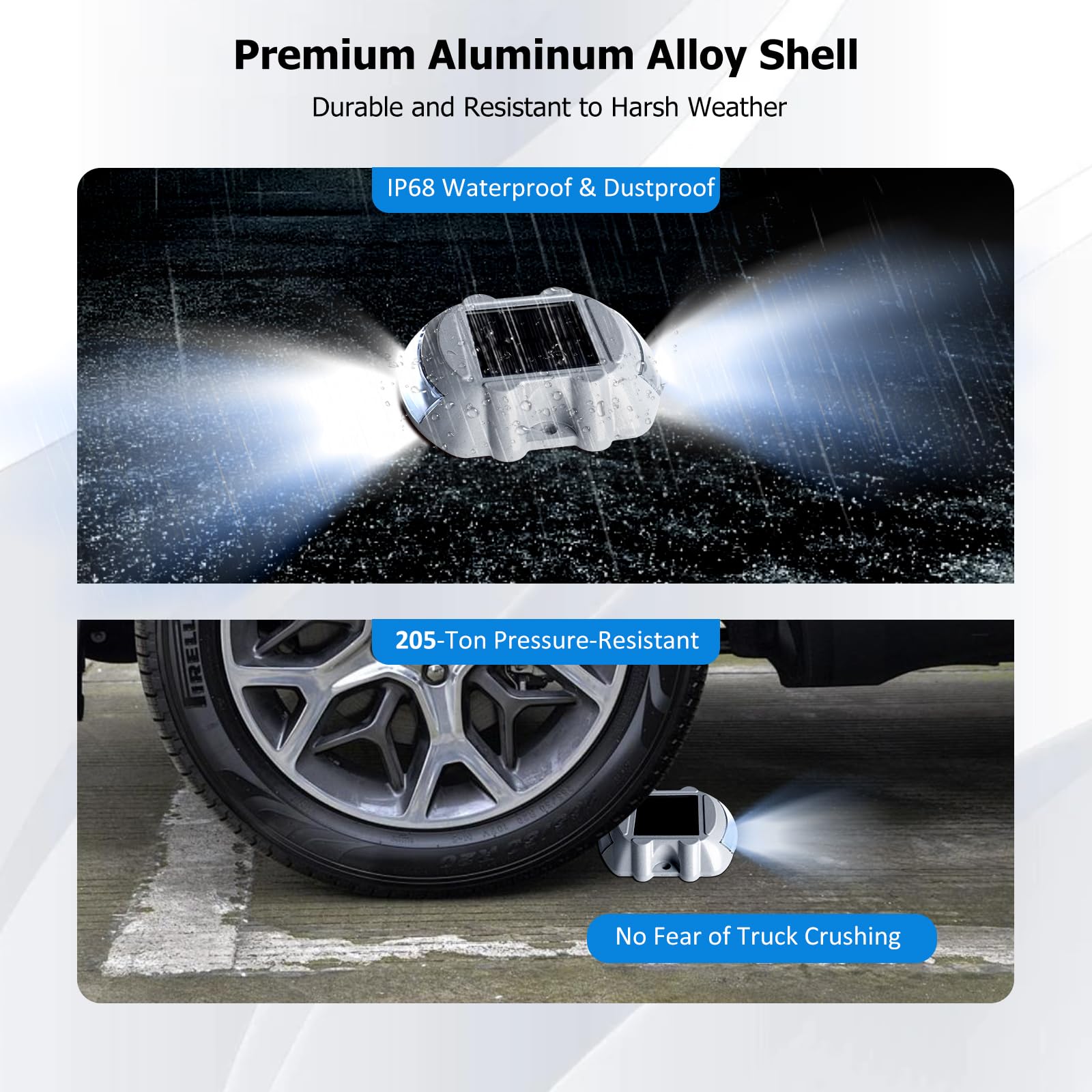 Jiguoor Solar Deck Lights Led Driveway Lights Solar Powered Dock Light Outdoor Ip68 Waterproof Road Markers For Step Sidewalk Stair Boat Garden Ground Pathway Yard (White, 1 Pack)