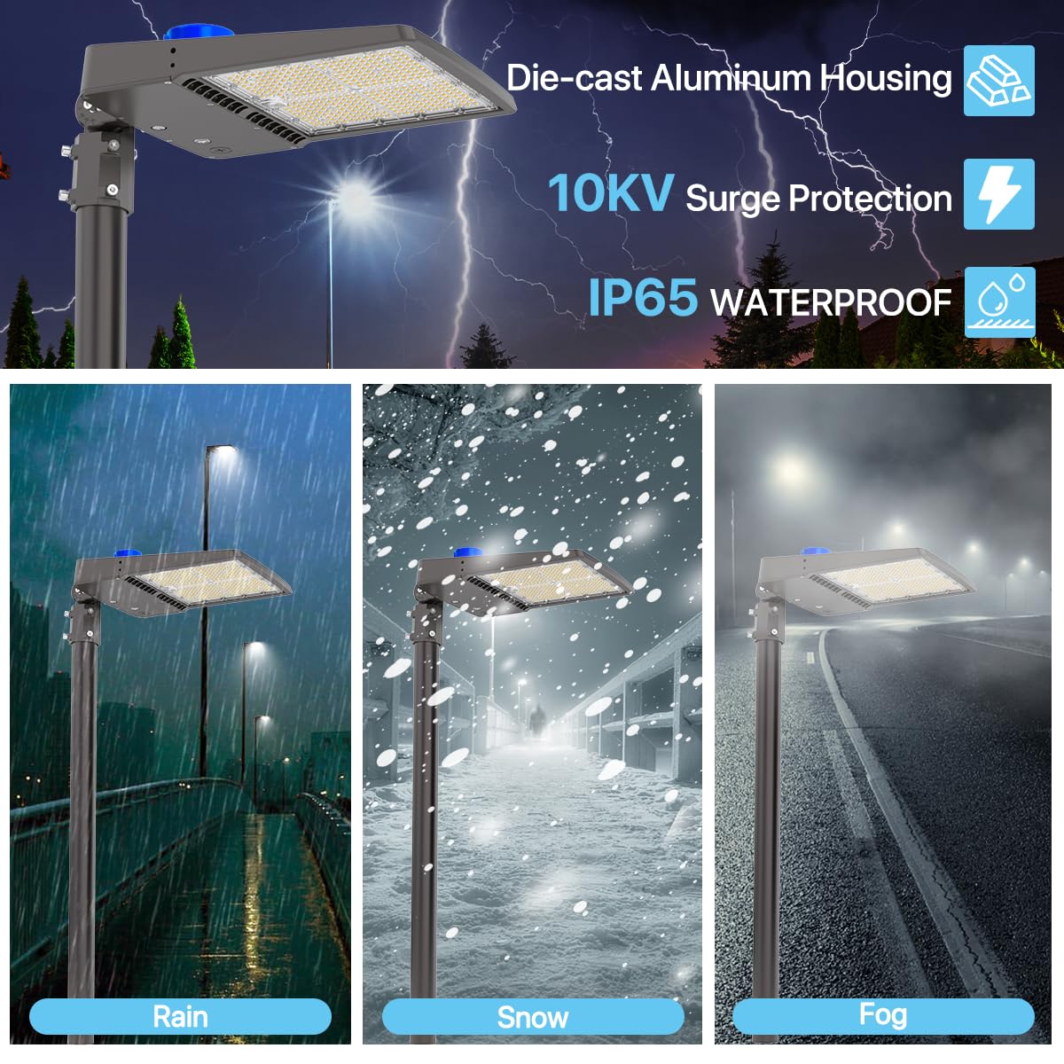 HYPERLITE 300W LED Parking Lot Lights 45000lm 5000K Bronze Aluminum Model SAZE-300WSFM-1PC with Photocell