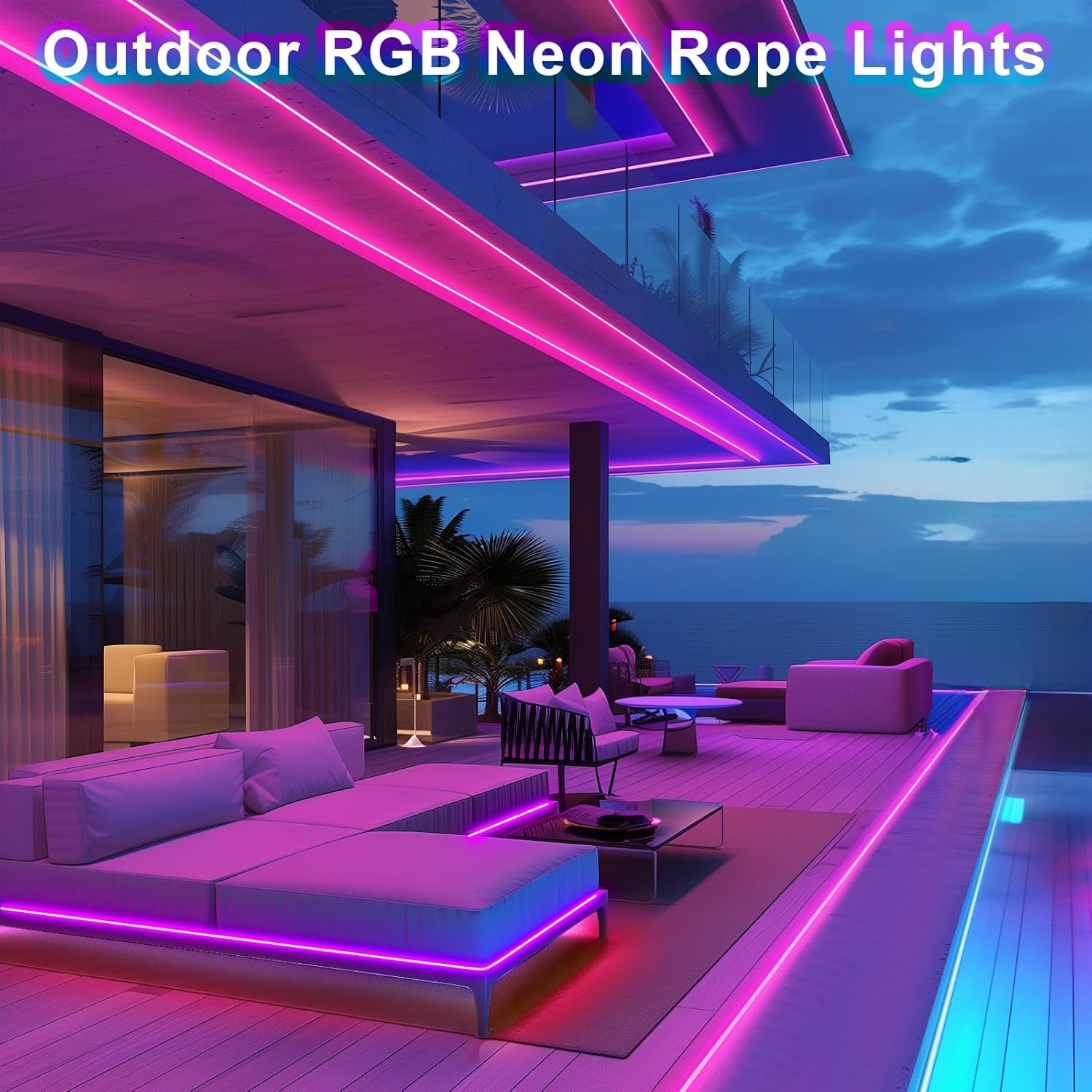 EJs SUPER CAR 20Ft RGB Neon Rope Lights, Flexible LED Strip with App Remote, Outdoor IP65, Model KQ-NL-LED