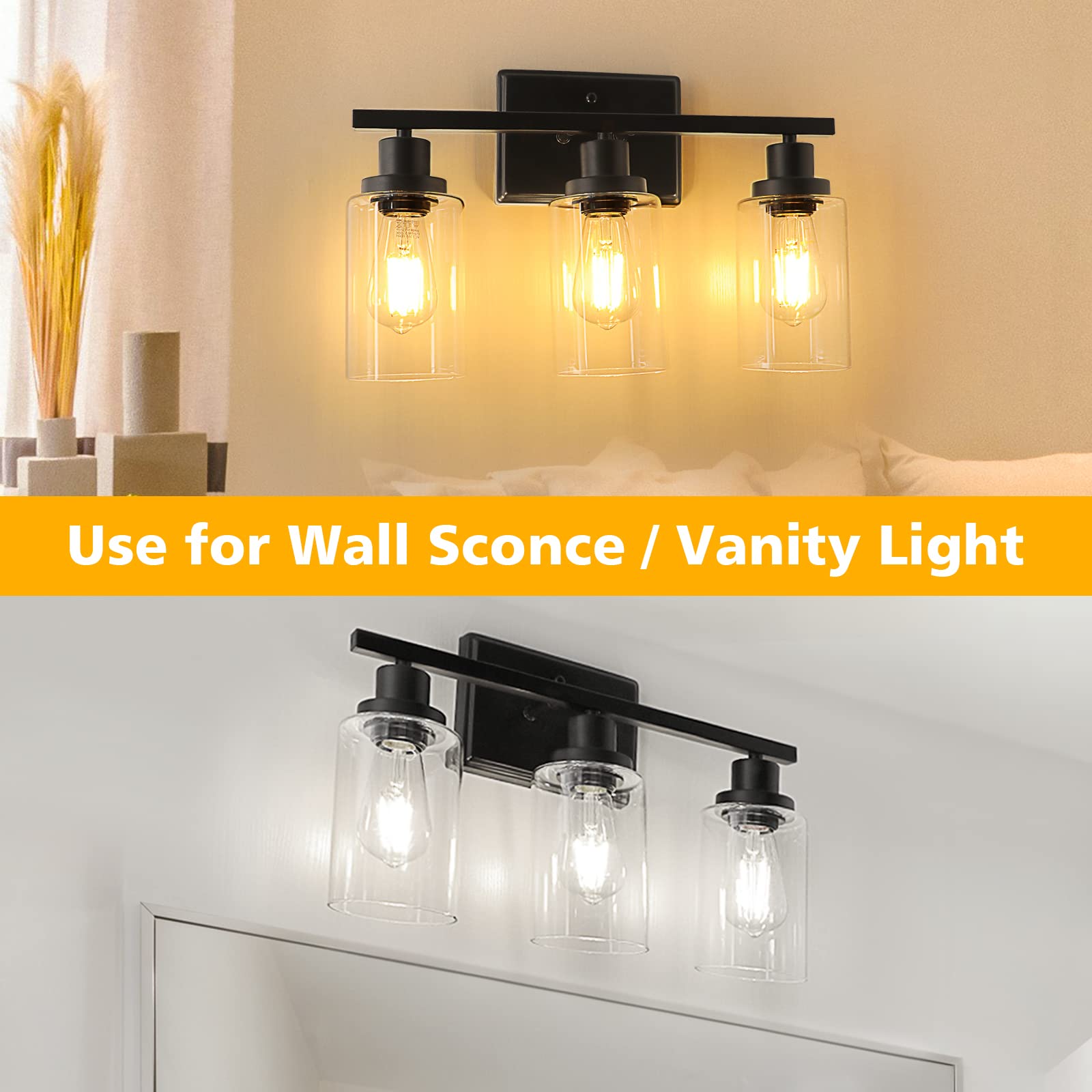 Unicozin Clear Glass Shade, 5.51" High, 3.94" Diameter, High Transmittance Cylinder Lamp Cover for Vanity, Floor, Chandelier Lights