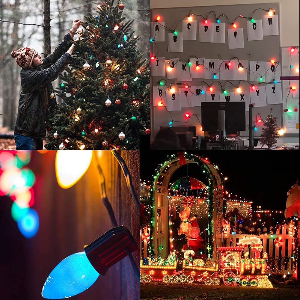 Doratale 25 Pack C9 Multicolor Christmas Light Bulbs, C9 Multicolor Ceramic Replacement Bulbs For Christmas String Lights, E17 I
