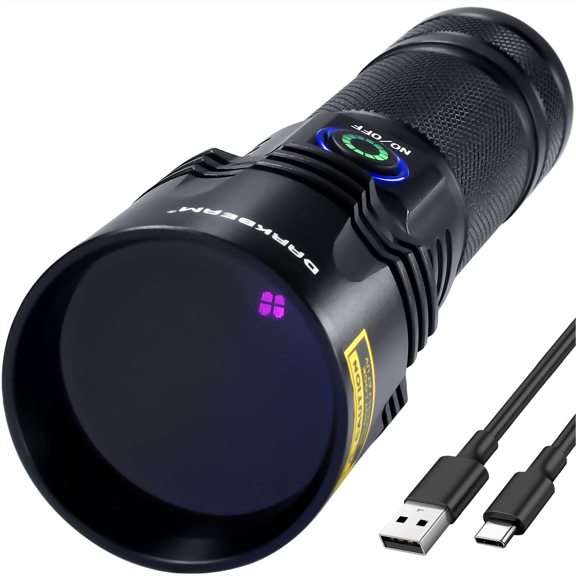 Darkbeam Uv Flashlight - 20W Led Black Light, 365Nm Usb-C Rechargeable, Aluminum, Model B14, Ideal For Pet Urine Detection & Resin Curing