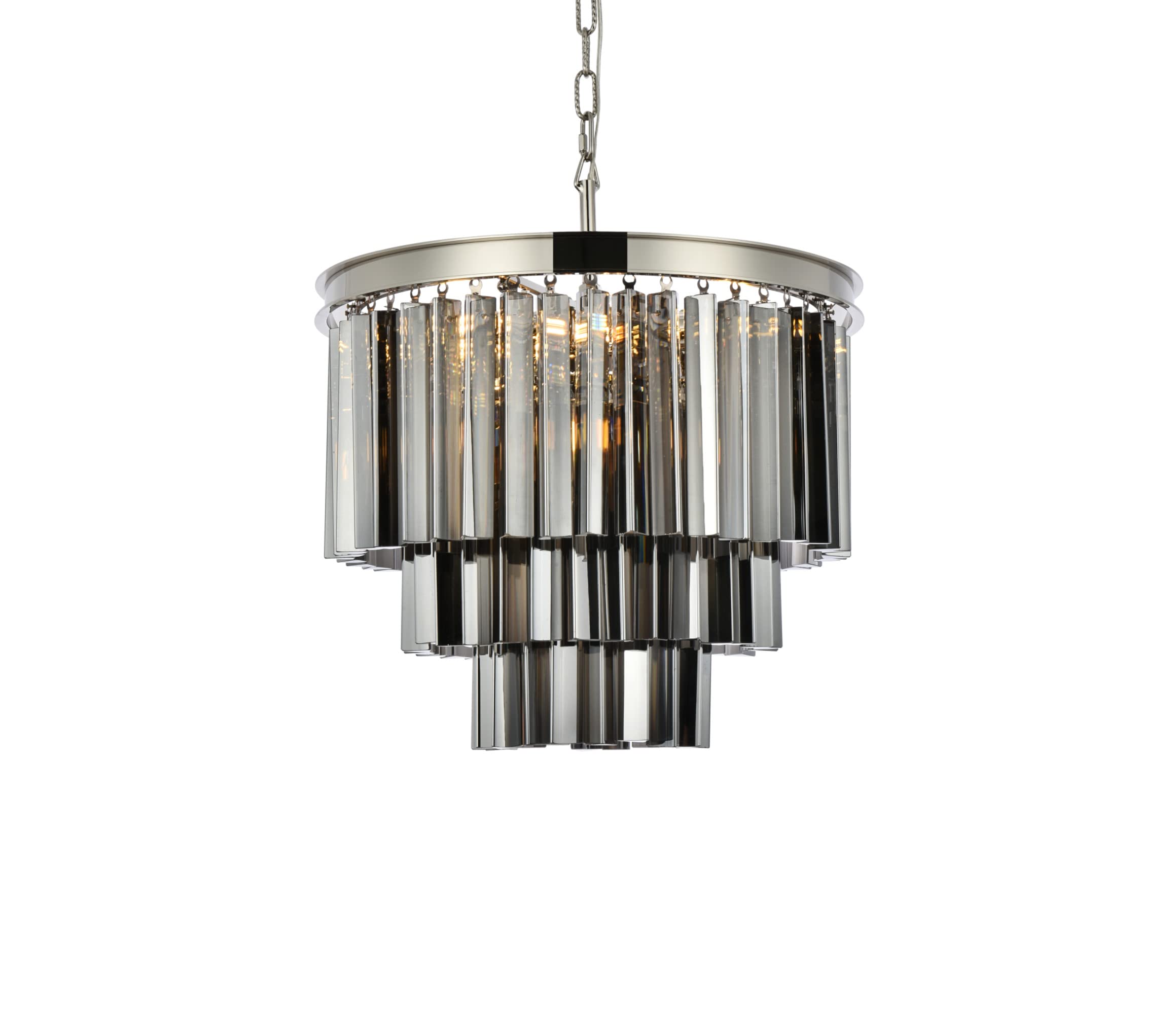 Elegant Lighting Sydney Collection 9-Light Pendant Lamp, Polished Nickel, Royal Cut Silver Shade Crystals, Model 1201D20PN-SS/RC
